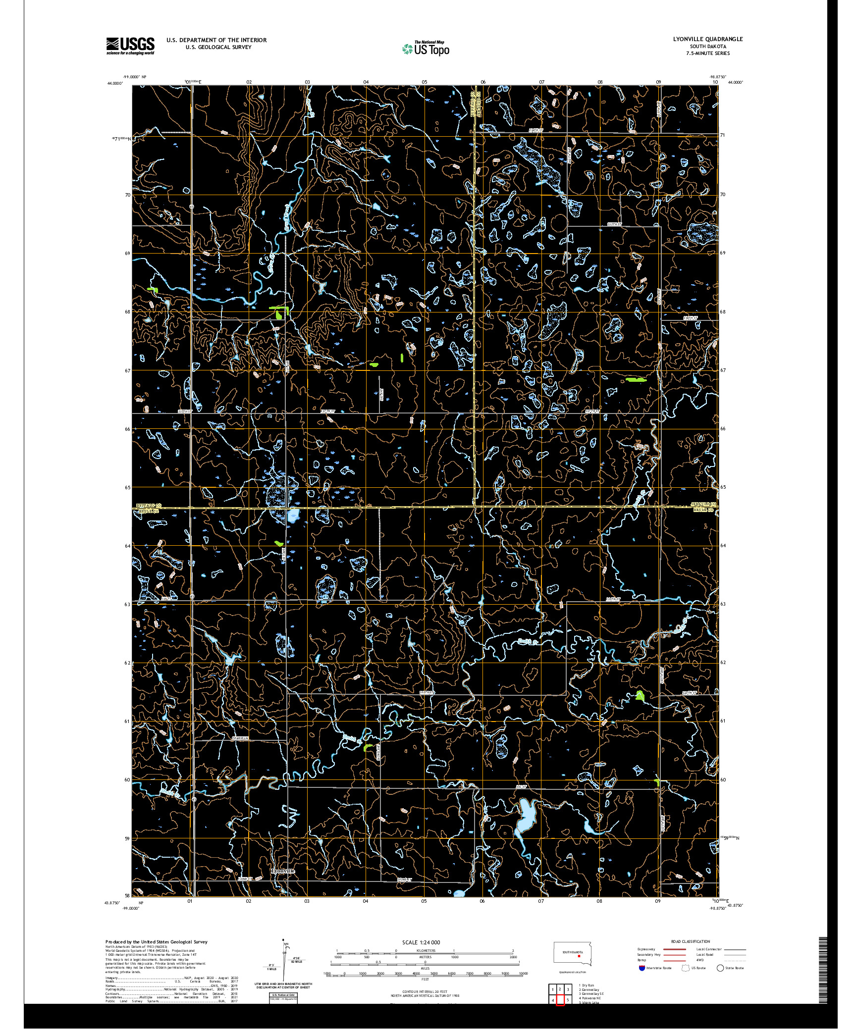 USGS US TOPO 7.5-MINUTE MAP FOR LYONVILLE, SD 2021