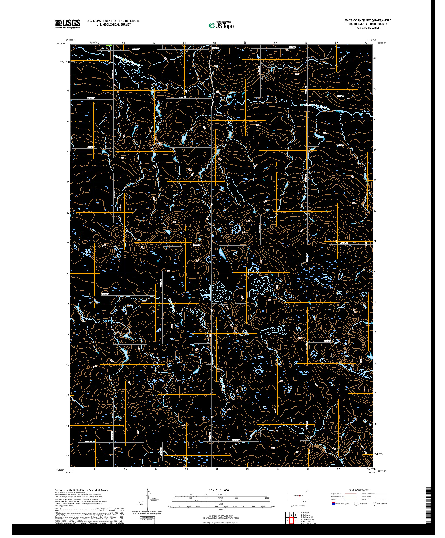 USGS US TOPO 7.5-MINUTE MAP FOR MACS CORNER NW, SD 2021