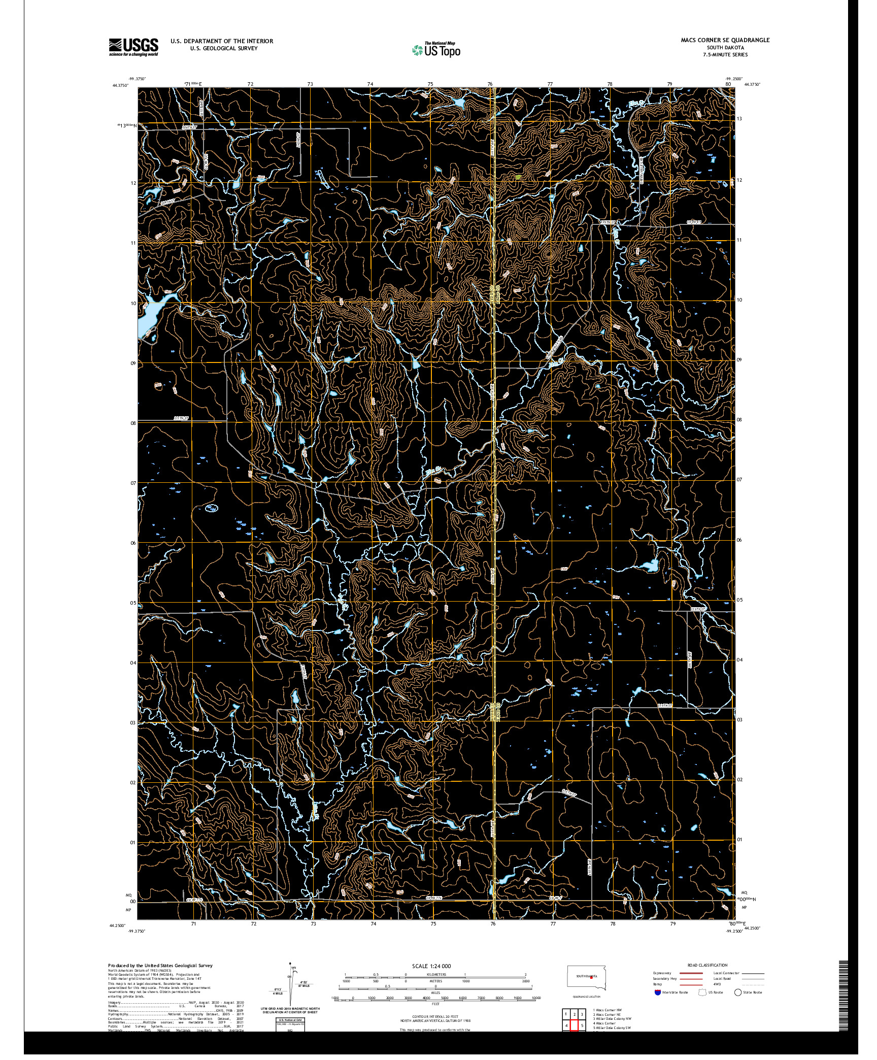 USGS US TOPO 7.5-MINUTE MAP FOR MACS CORNER SE, SD 2021