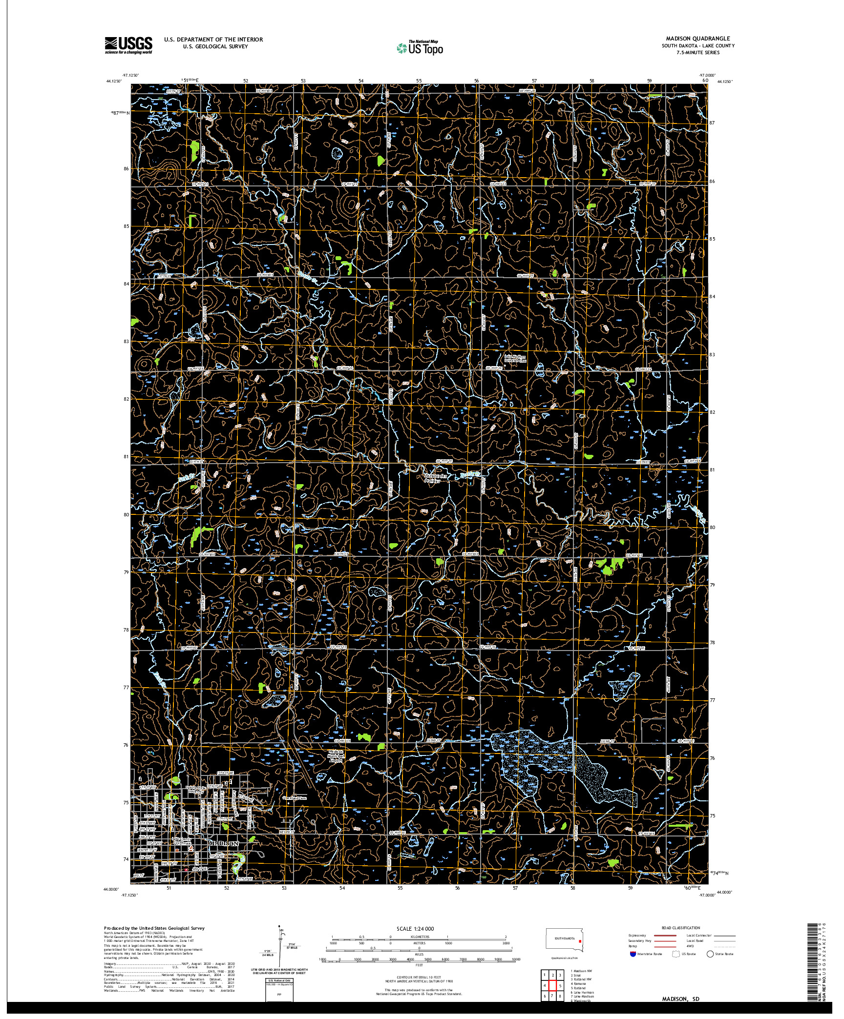 USGS US TOPO 7.5-MINUTE MAP FOR MADISON, SD 2021