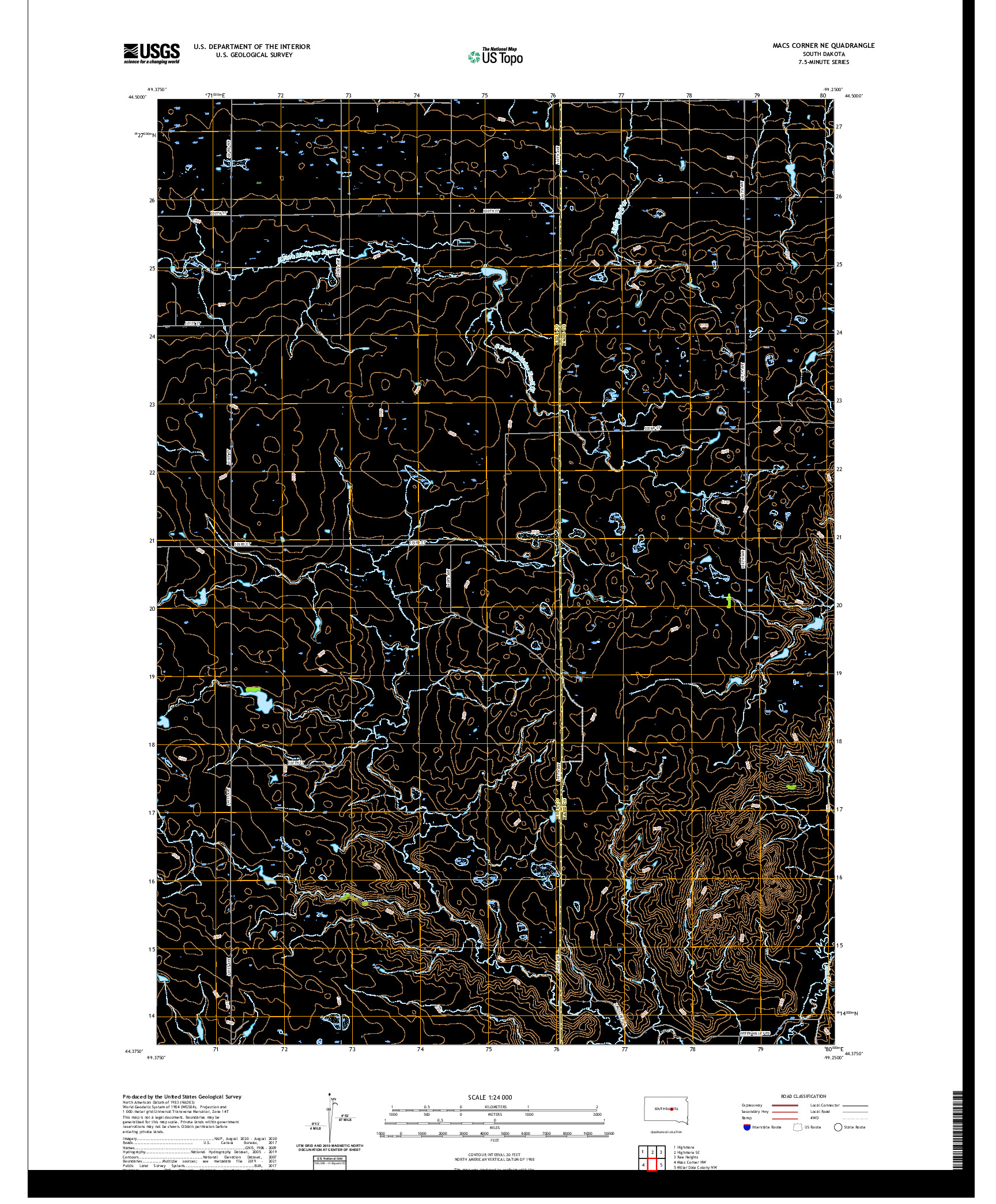 USGS US TOPO 7.5-MINUTE MAP FOR MACS CORNER NE, SD 2021