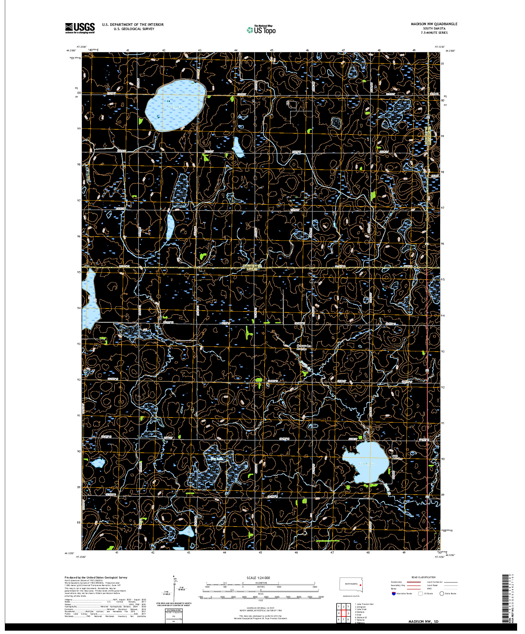 USGS US TOPO 7.5-MINUTE MAP FOR MADISON NW, SD 2021