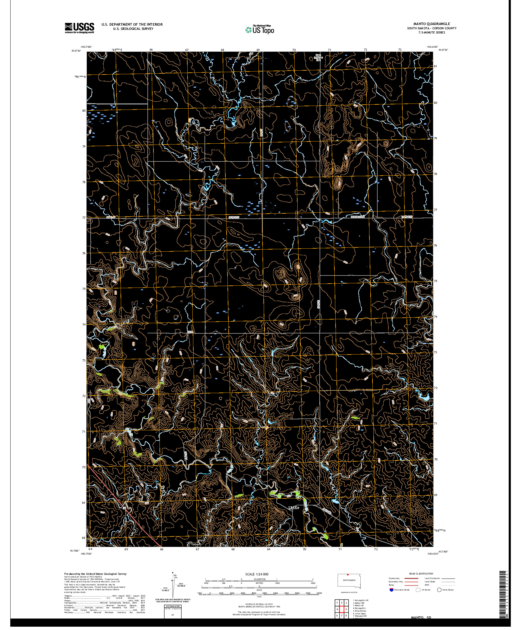USGS US TOPO 7.5-MINUTE MAP FOR MAHTO, SD 2021