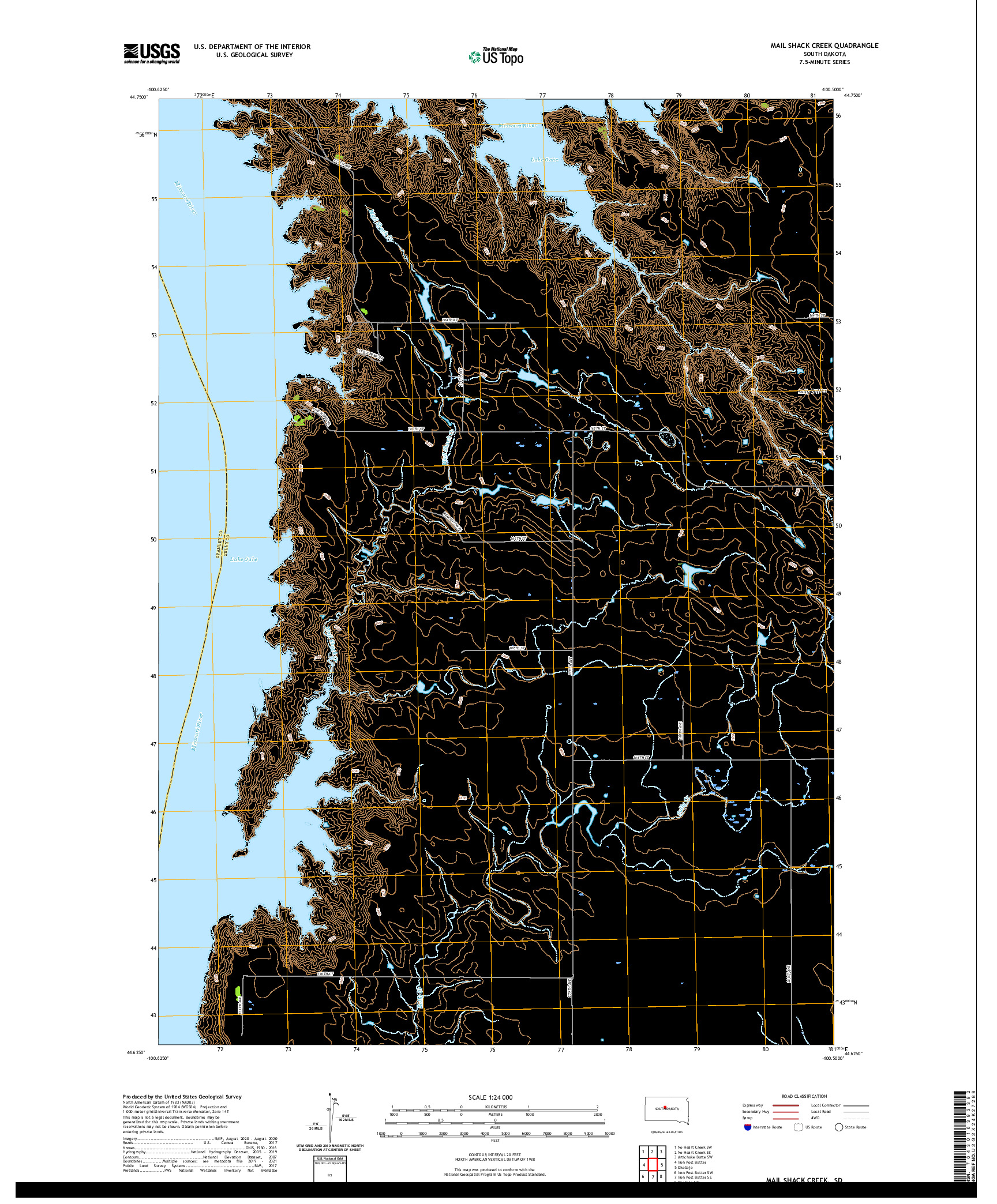 USGS US TOPO 7.5-MINUTE MAP FOR MAIL SHACK CREEK, SD 2021