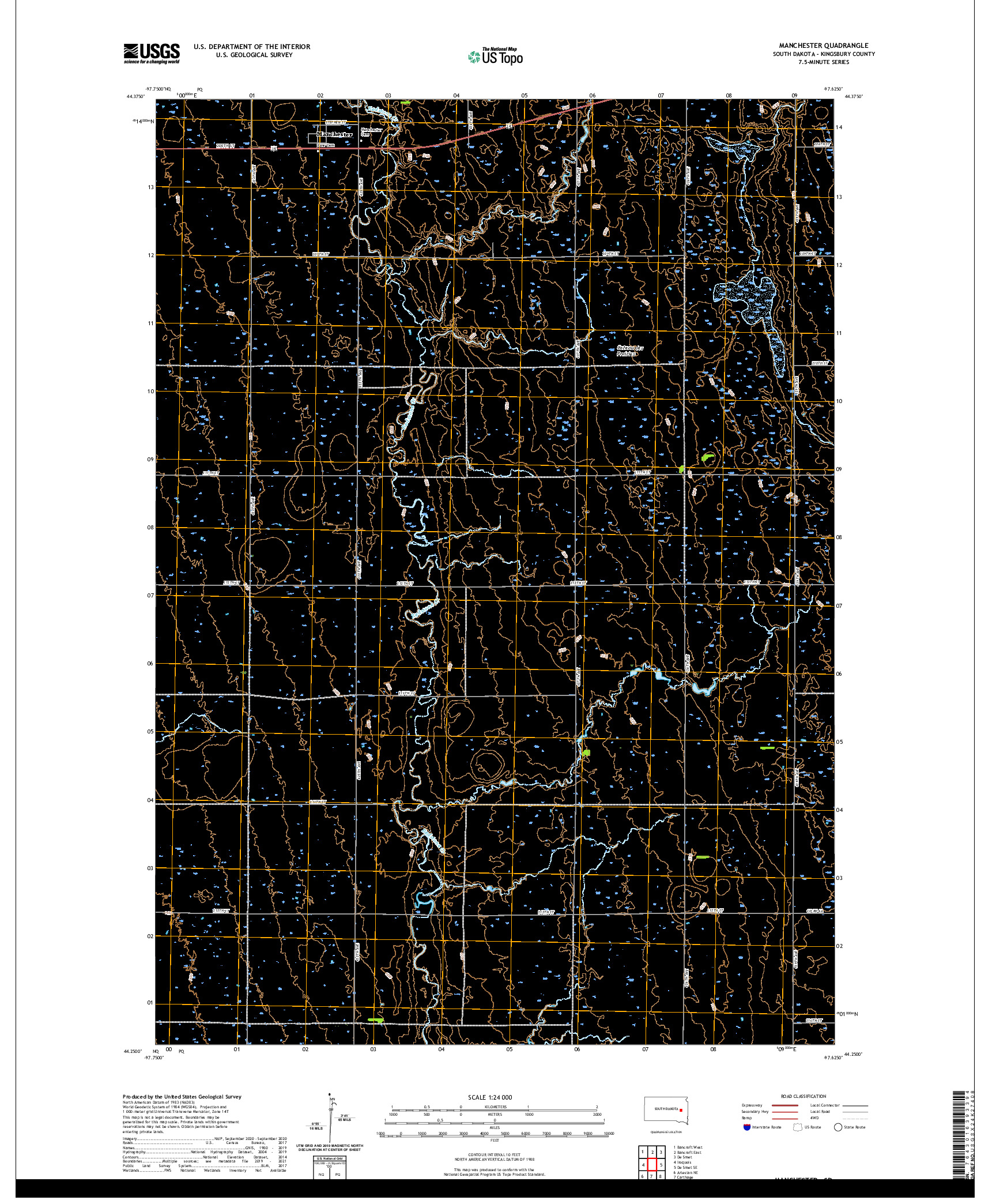 USGS US TOPO 7.5-MINUTE MAP FOR MANCHESTER, SD 2021