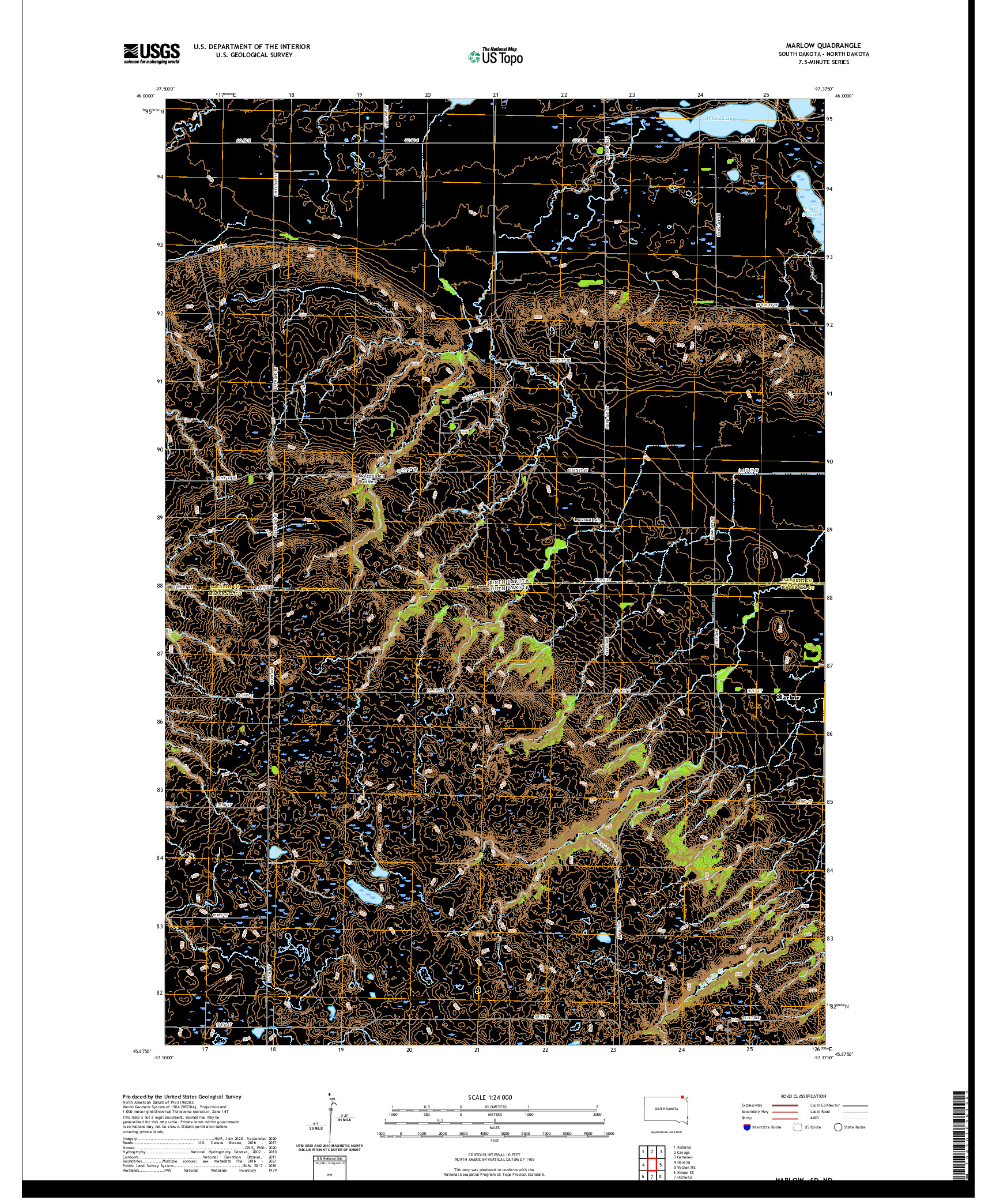 USGS US TOPO 7.5-MINUTE MAP FOR MARLOW, SD,ND 2021
