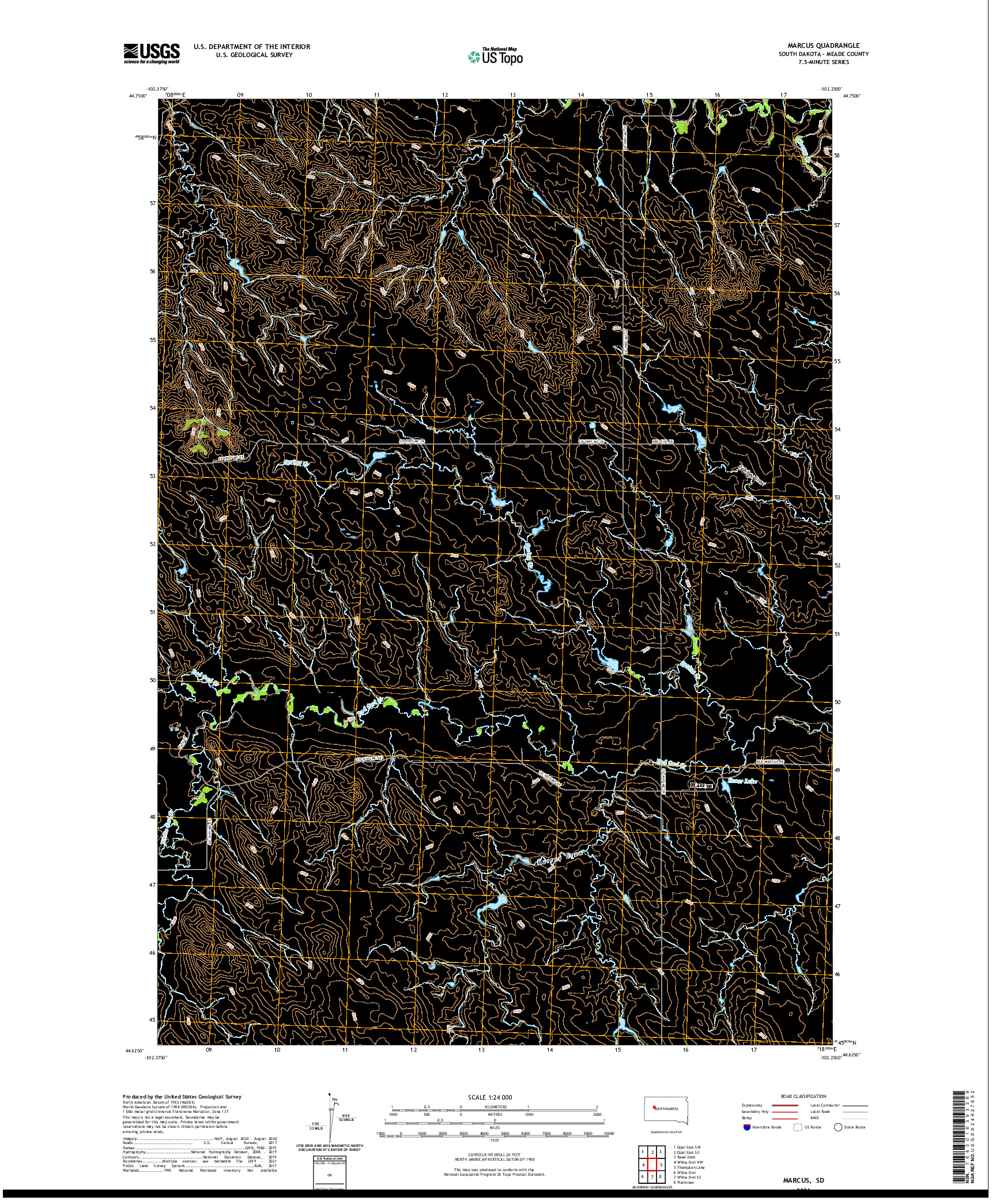 USGS US TOPO 7.5-MINUTE MAP FOR MARCUS, SD 2021