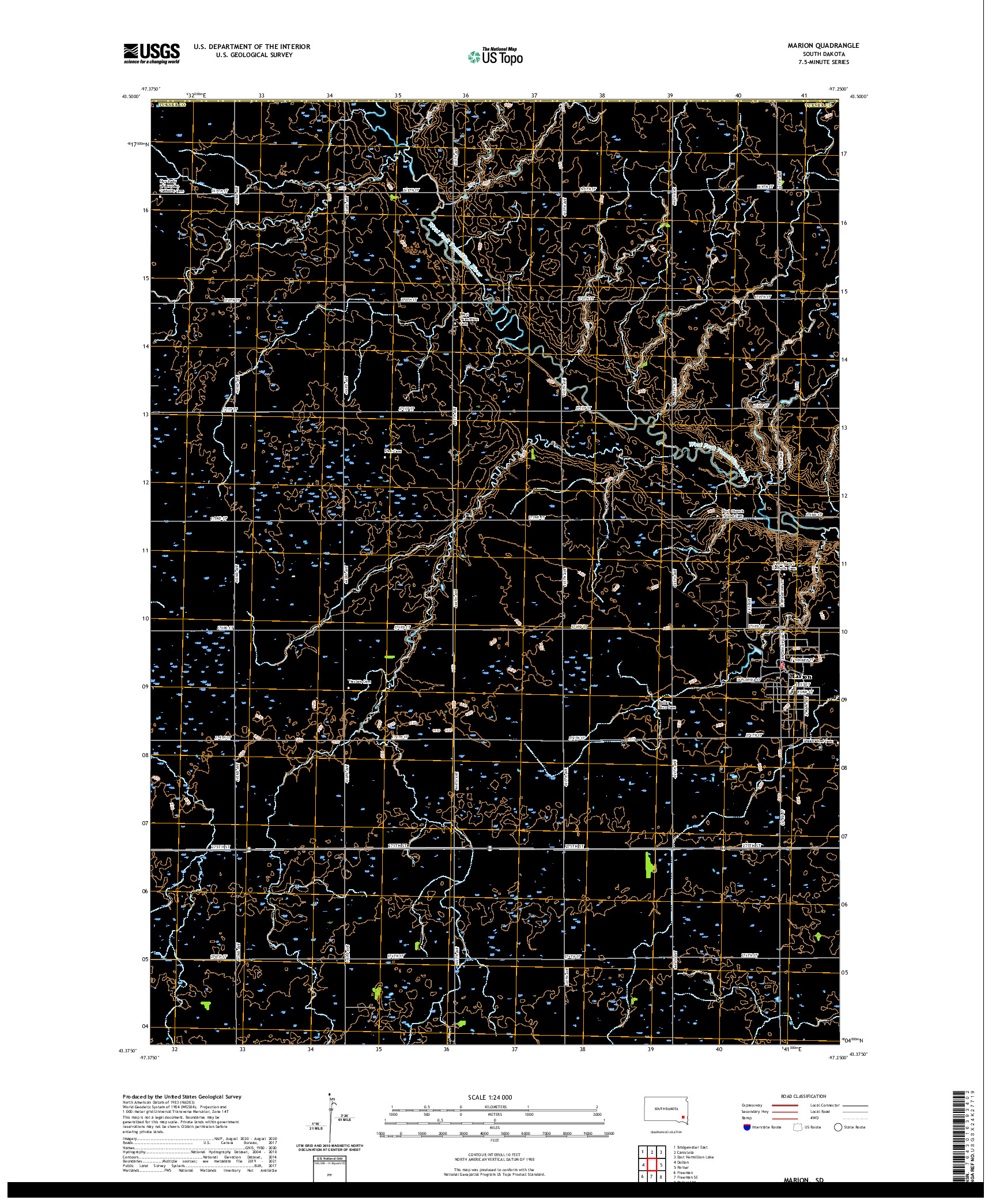 USGS US TOPO 7.5-MINUTE MAP FOR MARION, SD 2021