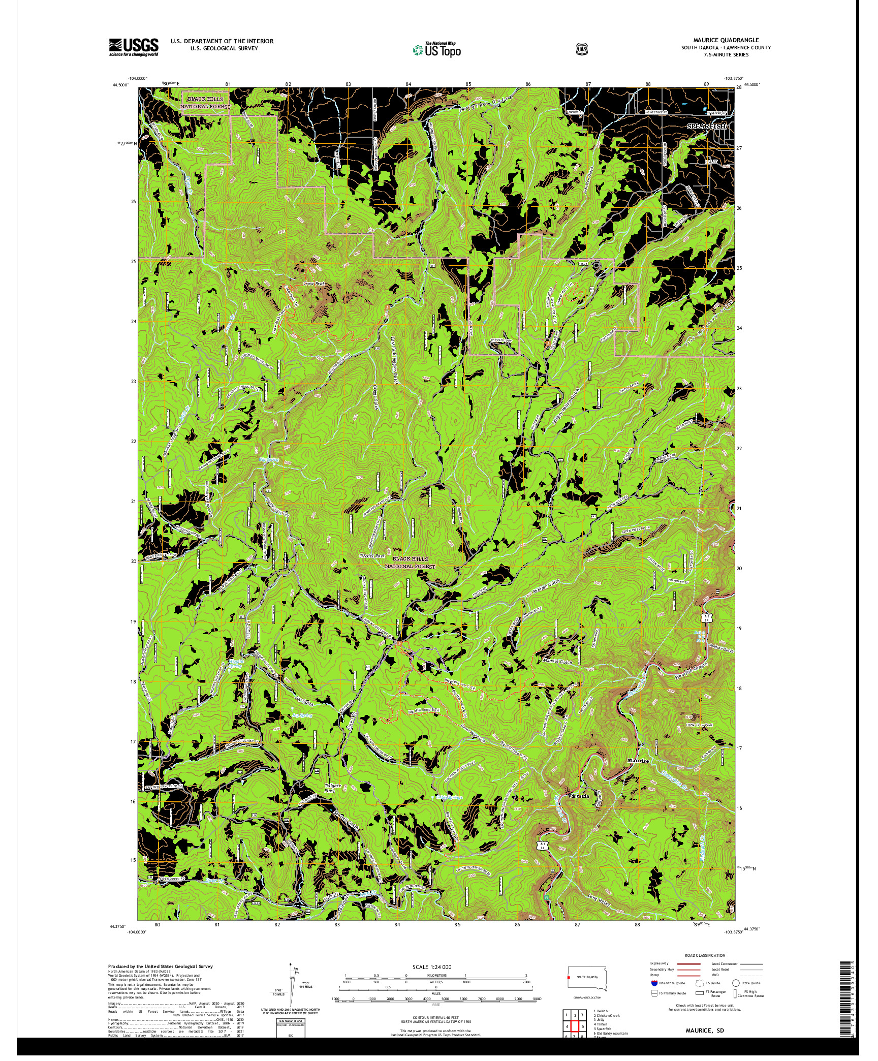 USGS US TOPO 7.5-MINUTE MAP FOR MAURICE, SD 2021