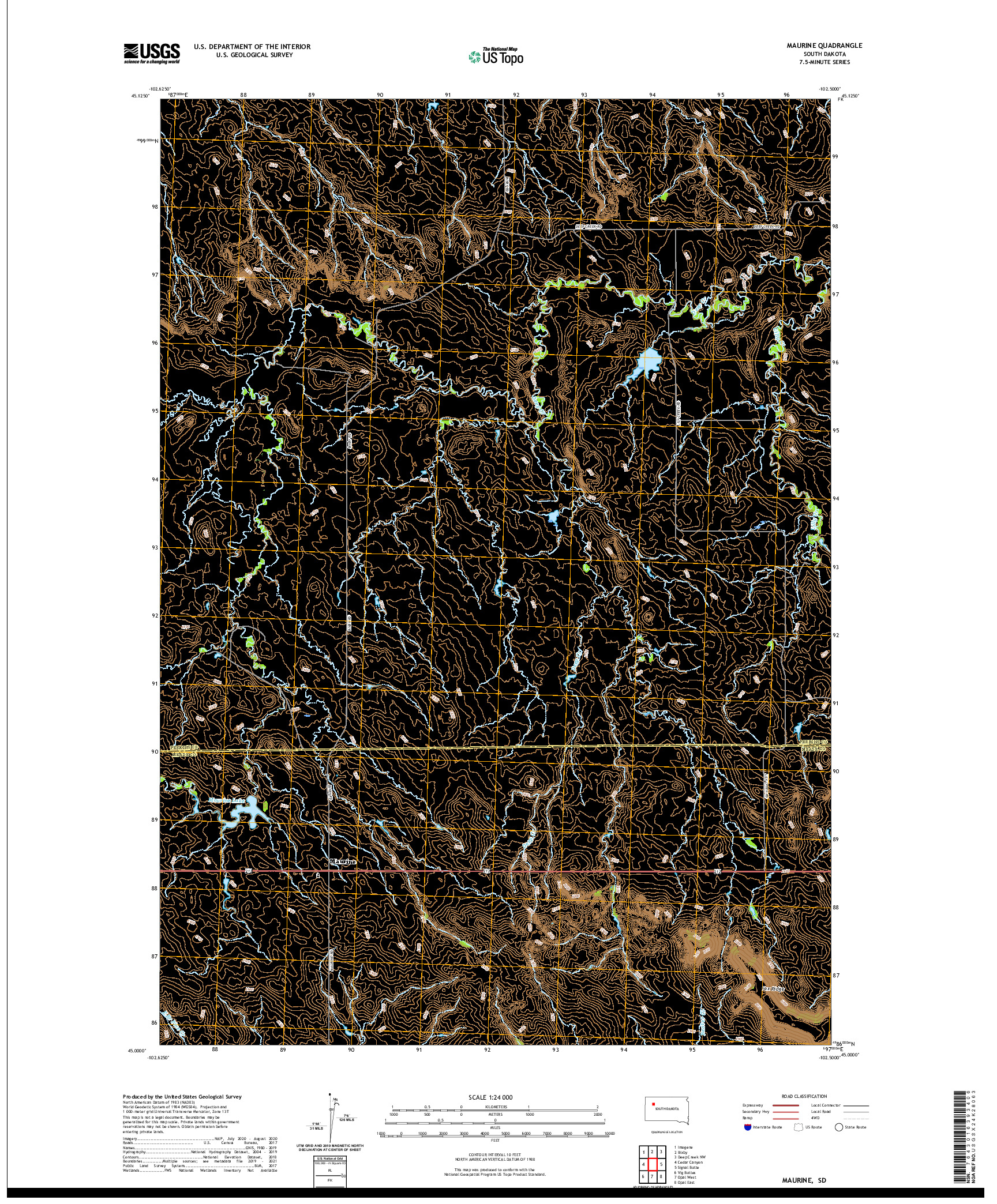 USGS US TOPO 7.5-MINUTE MAP FOR MAURINE, SD 2021