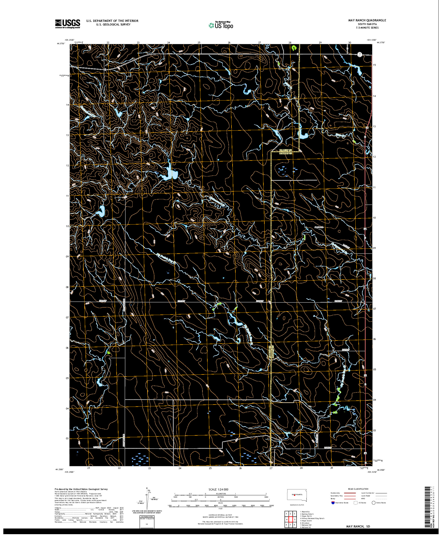 USGS US TOPO 7.5-MINUTE MAP FOR MAY RANCH, SD 2021