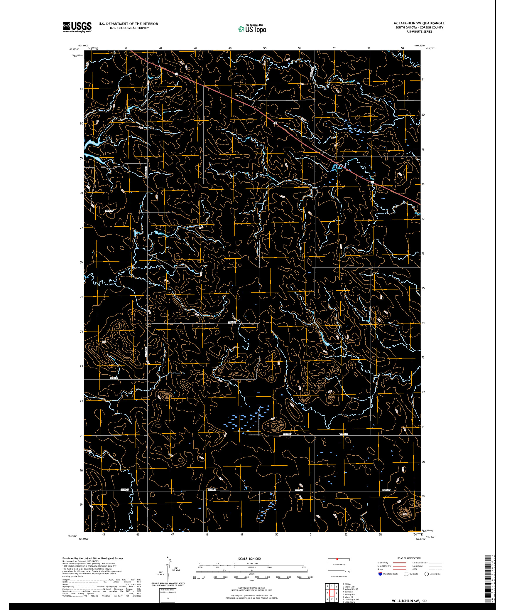USGS US TOPO 7.5-MINUTE MAP FOR MCLAUGHLIN SW, SD 2021