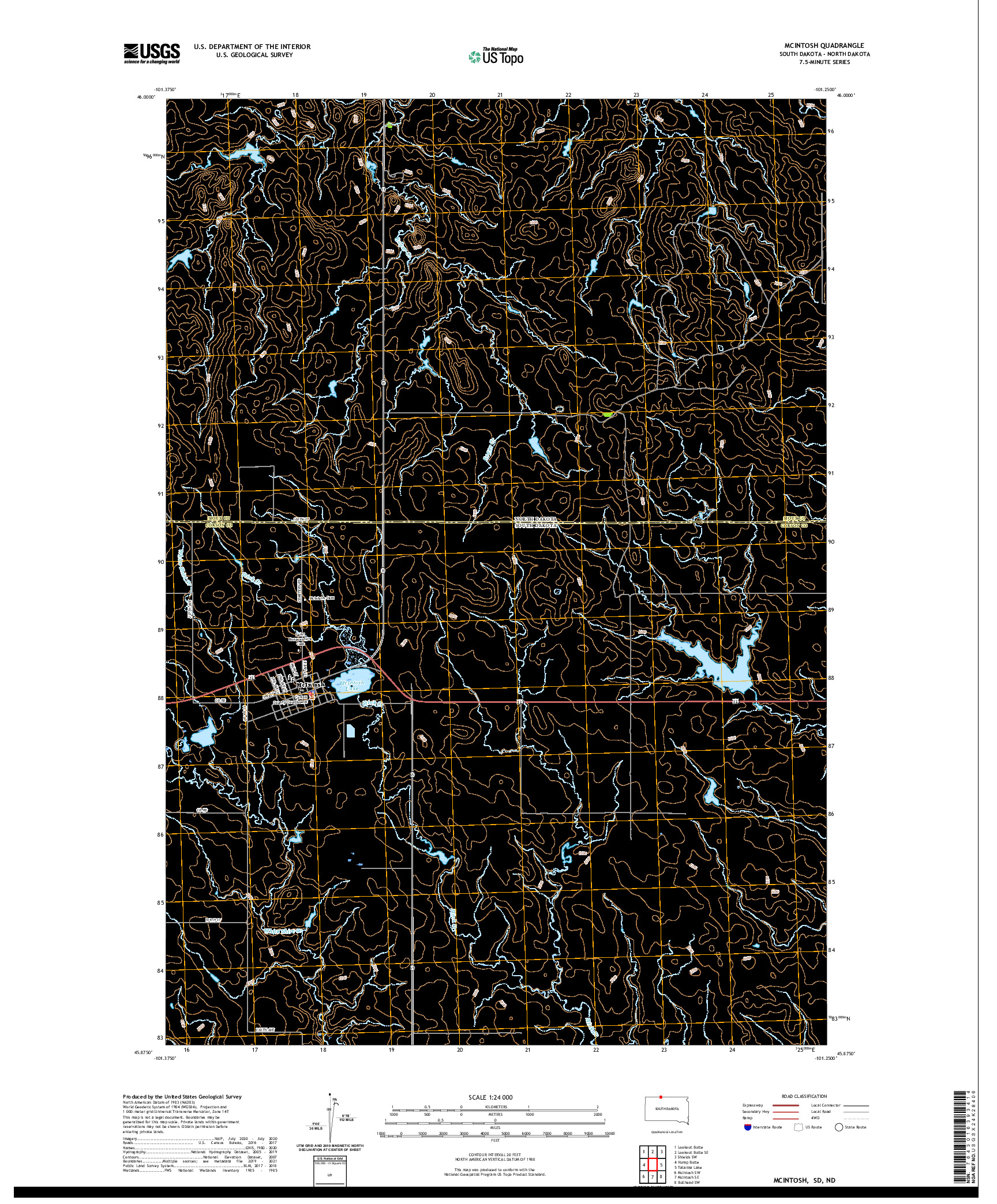 USGS US TOPO 7.5-MINUTE MAP FOR MCINTOSH, SD,ND 2021
