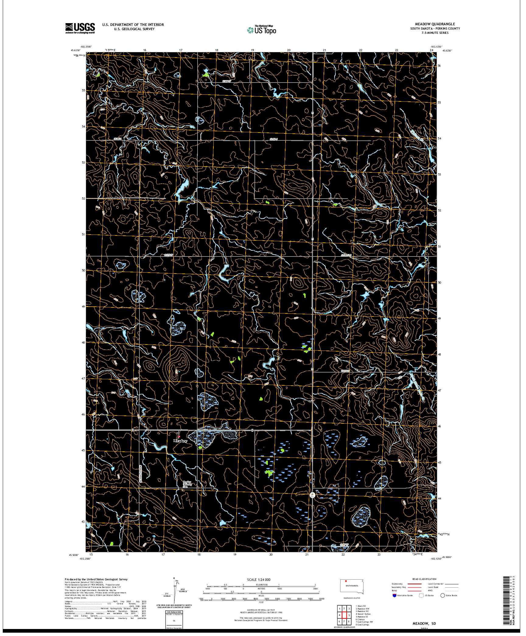 USGS US TOPO 7.5-MINUTE MAP FOR MEADOW, SD 2021