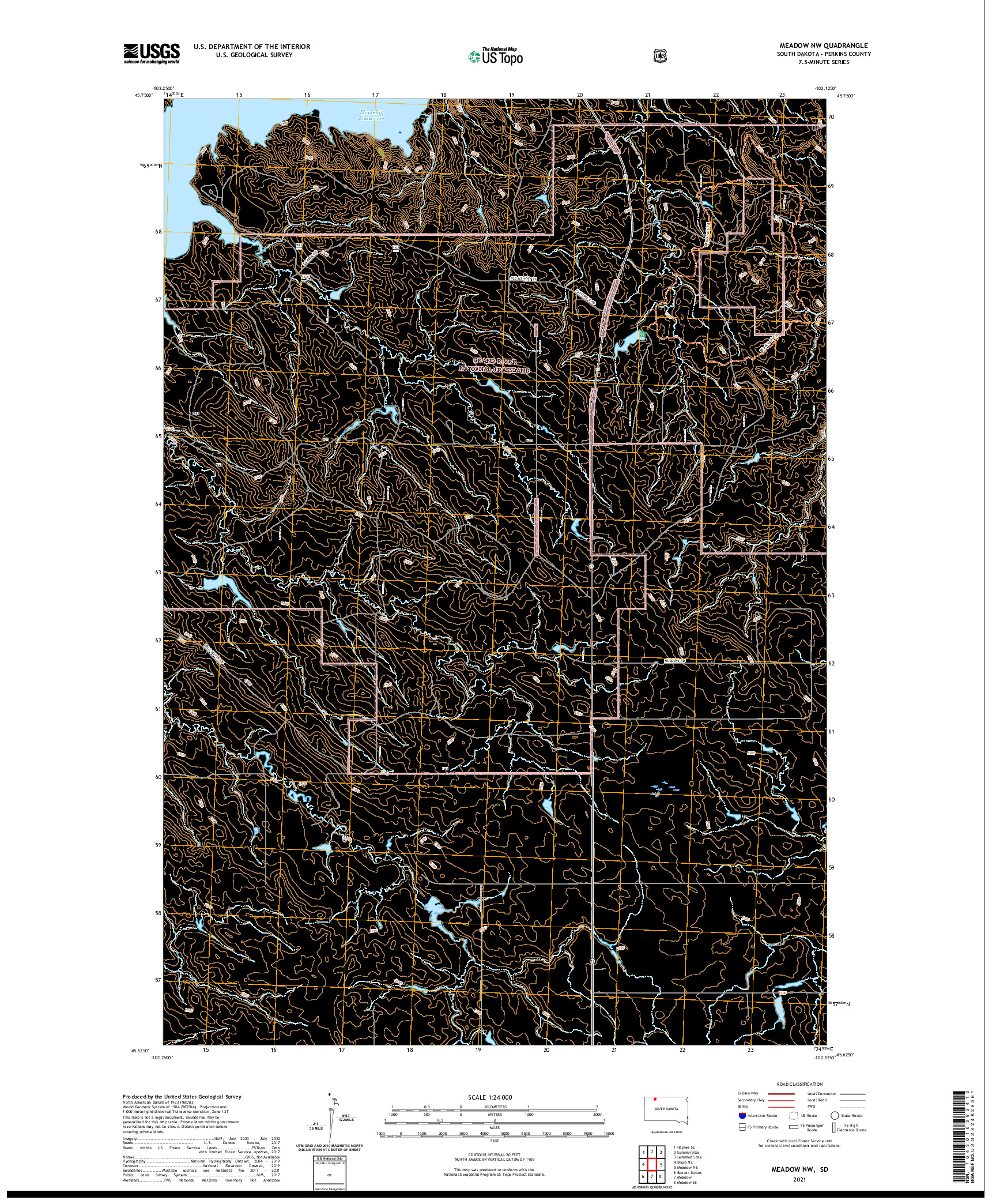 USGS US TOPO 7.5-MINUTE MAP FOR MEADOW NW, SD 2021