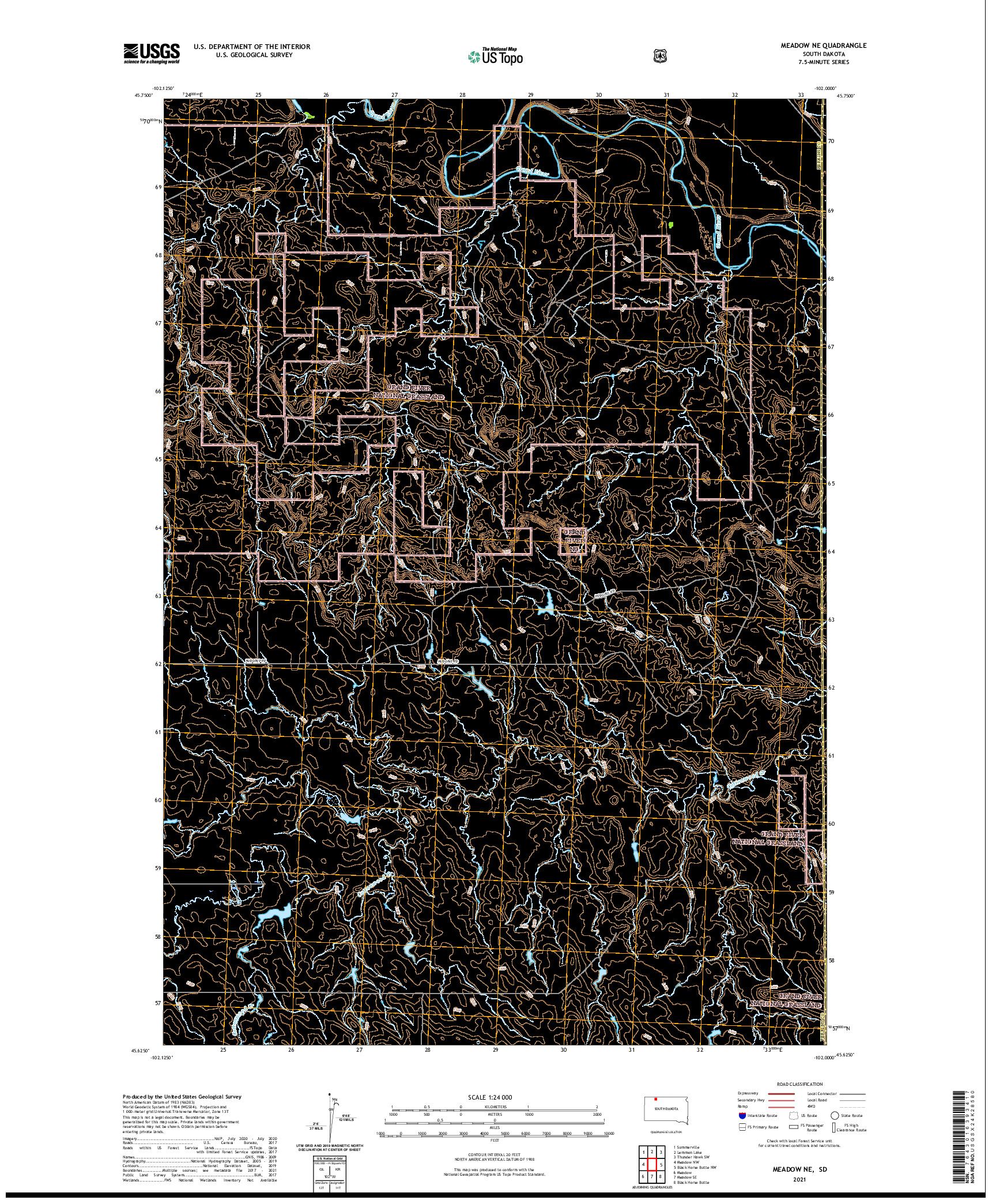 USGS US TOPO 7.5-MINUTE MAP FOR MEADOW NE, SD 2021