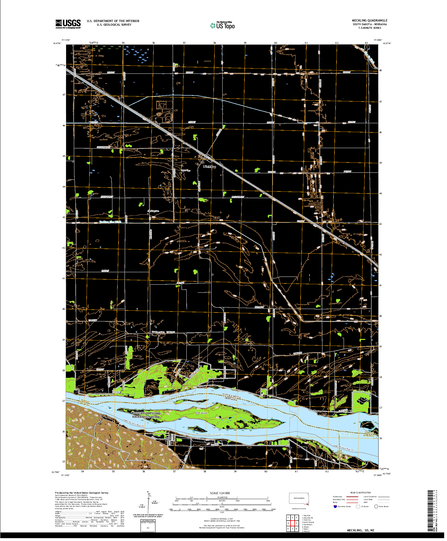 USGS US TOPO 7.5-MINUTE MAP FOR MECKLING, SD,NE 2021