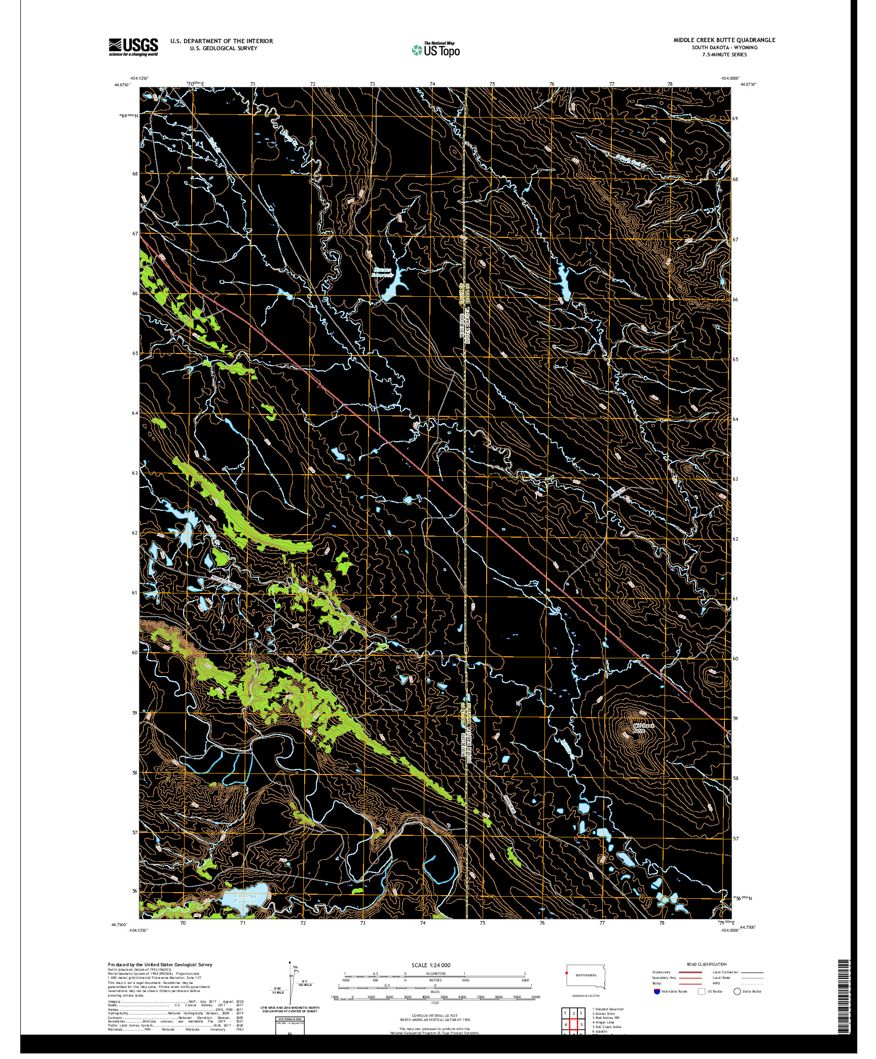 USGS US TOPO 7.5-MINUTE MAP FOR MIDDLE CREEK BUTTE, SD,WY 2021