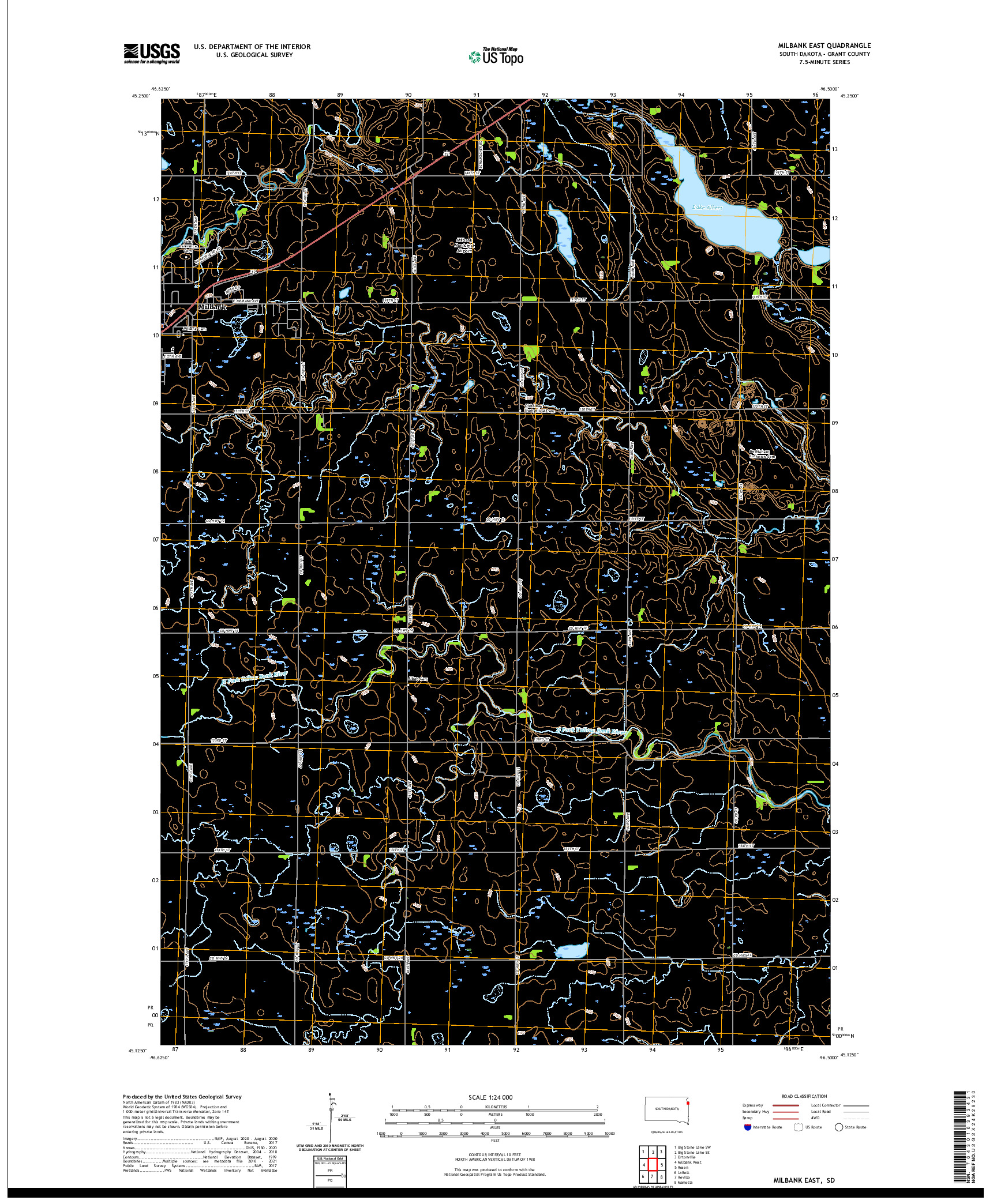 USGS US TOPO 7.5-MINUTE MAP FOR MILBANK EAST, SD 2021