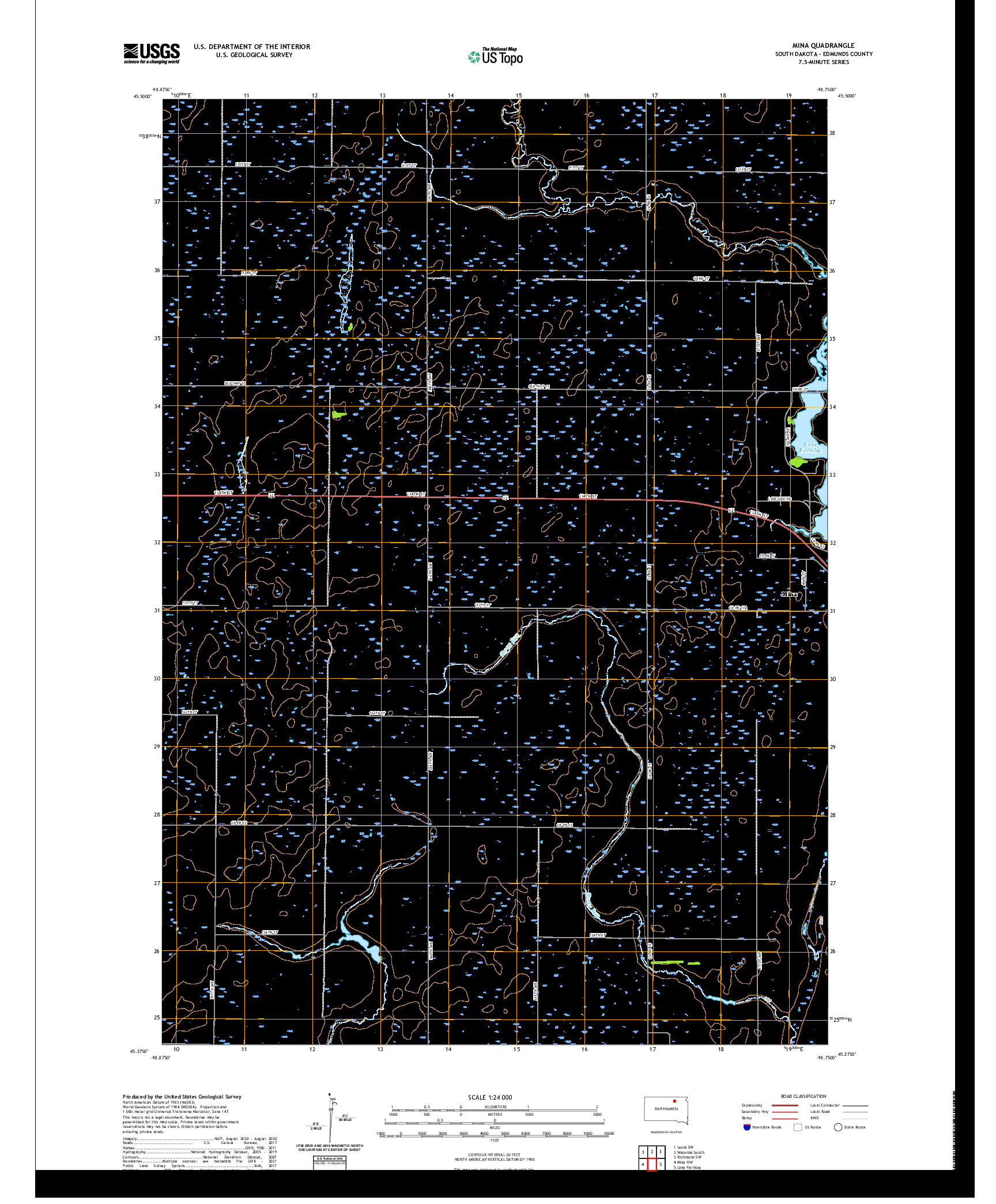 USGS US TOPO 7.5-MINUTE MAP FOR MINA, SD 2021