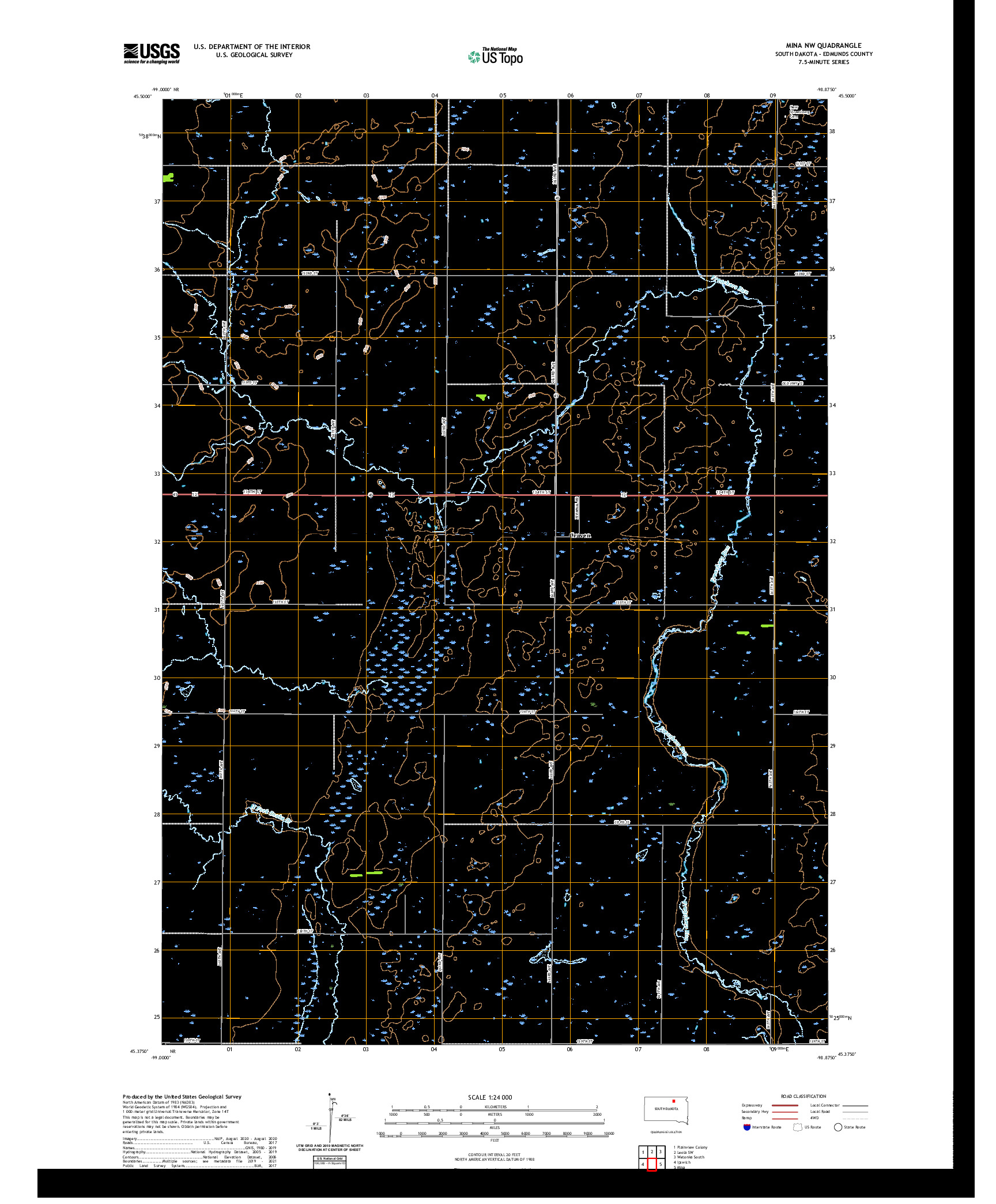 USGS US TOPO 7.5-MINUTE MAP FOR MINA NW, SD 2021