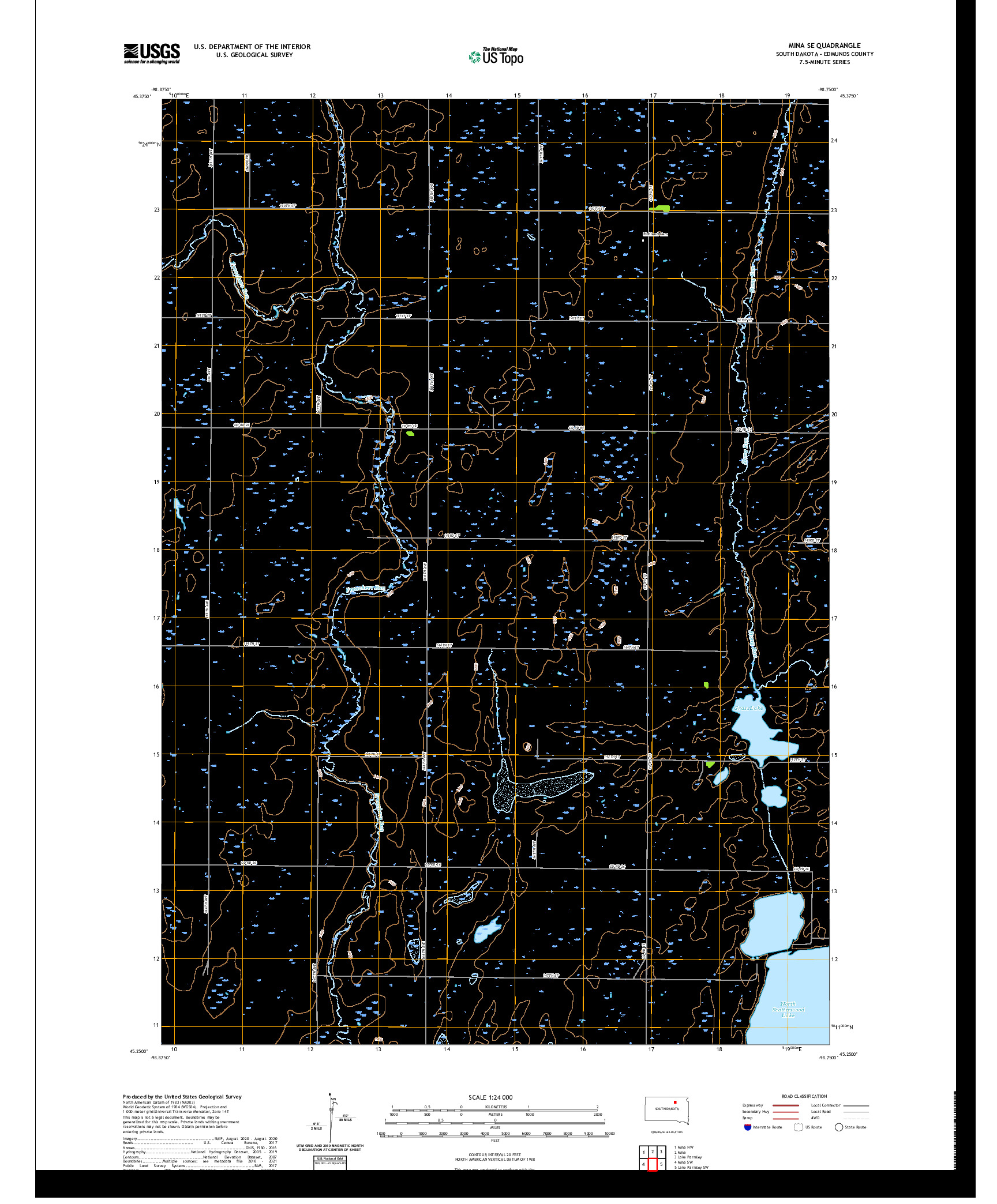USGS US TOPO 7.5-MINUTE MAP FOR MINA SE, SD 2021