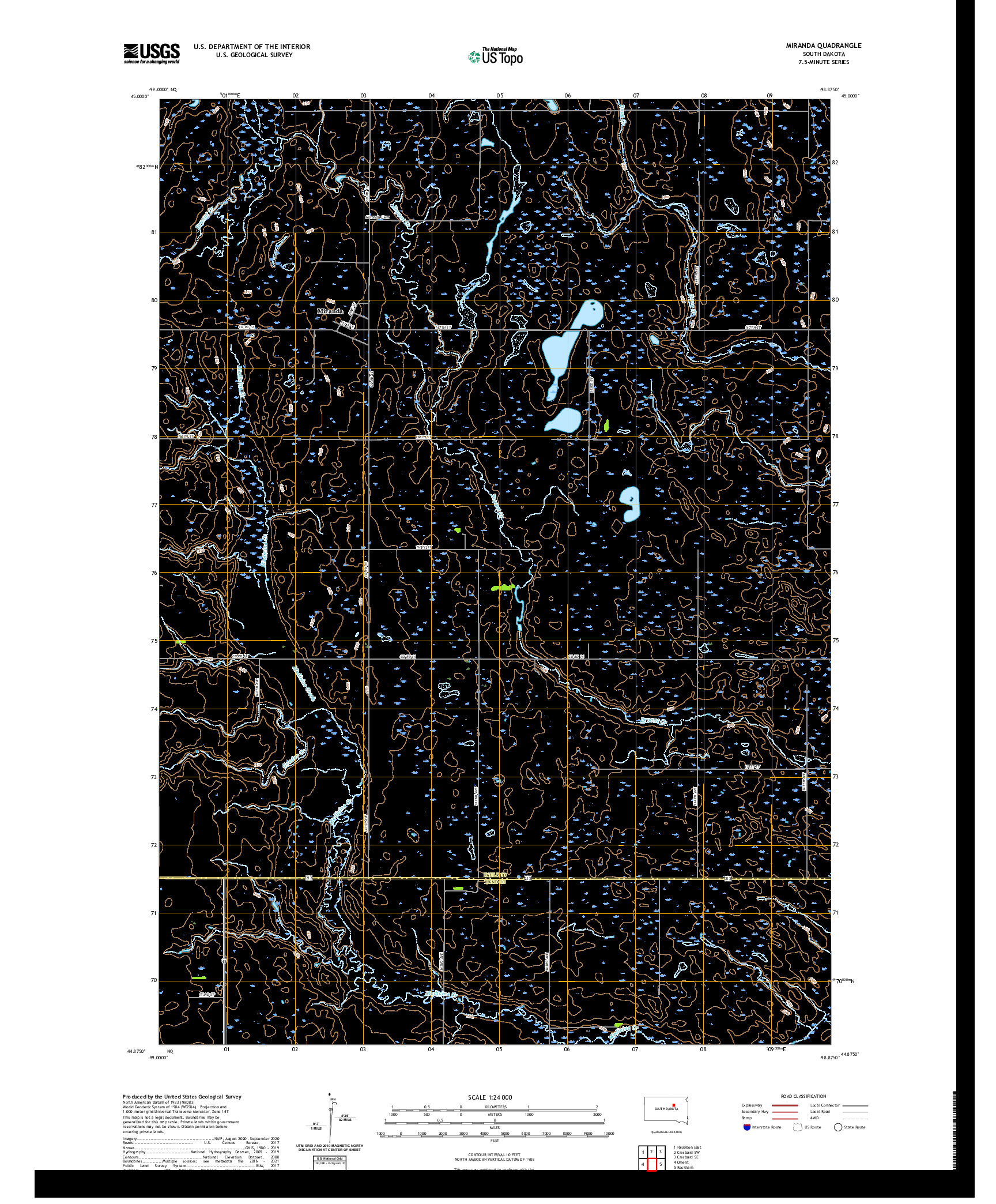 USGS US TOPO 7.5-MINUTE MAP FOR MIRANDA, SD 2021