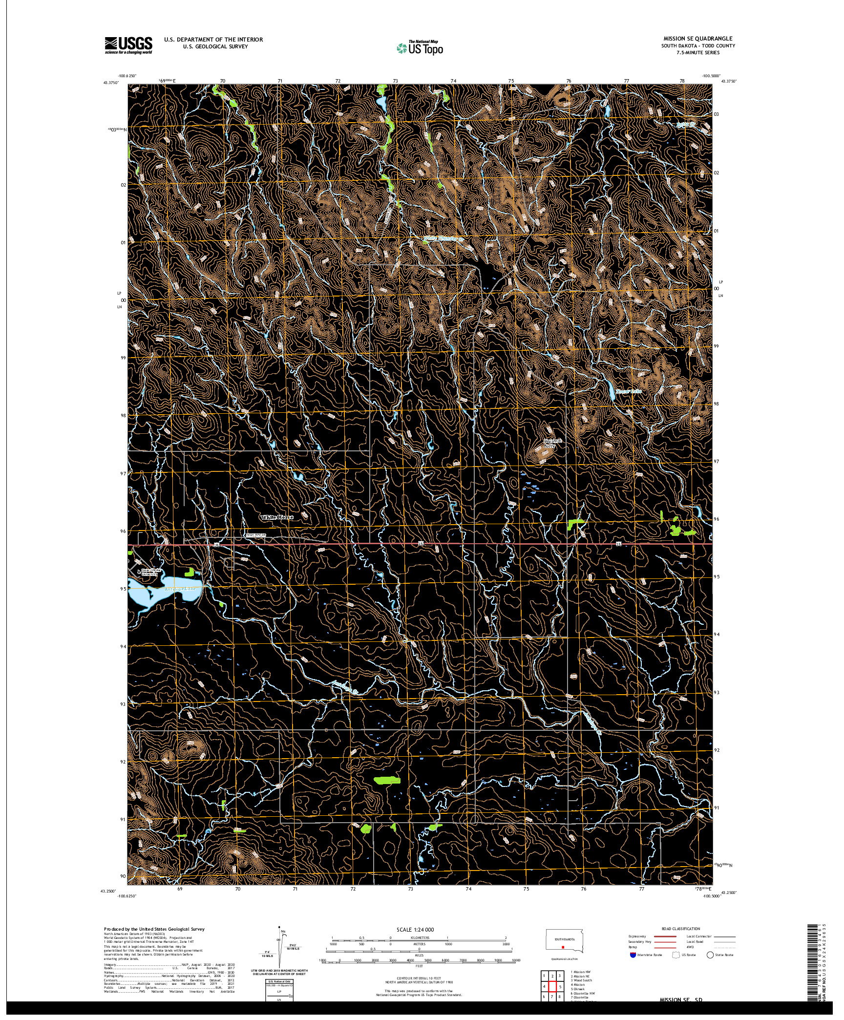 USGS US TOPO 7.5-MINUTE MAP FOR MISSION SE, SD 2021