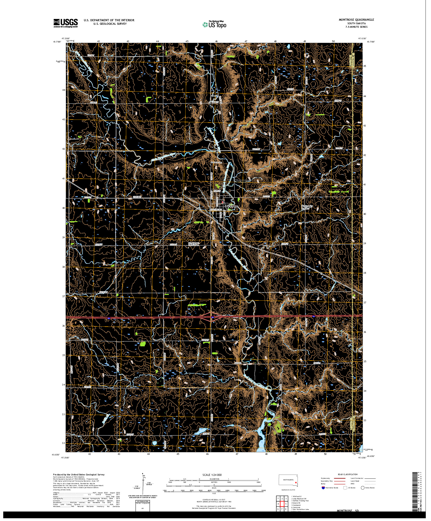 USGS US TOPO 7.5-MINUTE MAP FOR MONTROSE, SD 2021