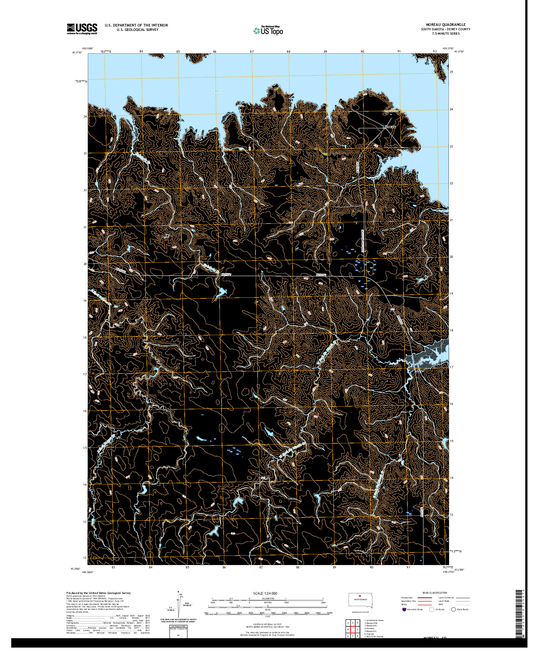 USGS US TOPO 7.5-MINUTE MAP FOR MOREAU, SD 2021