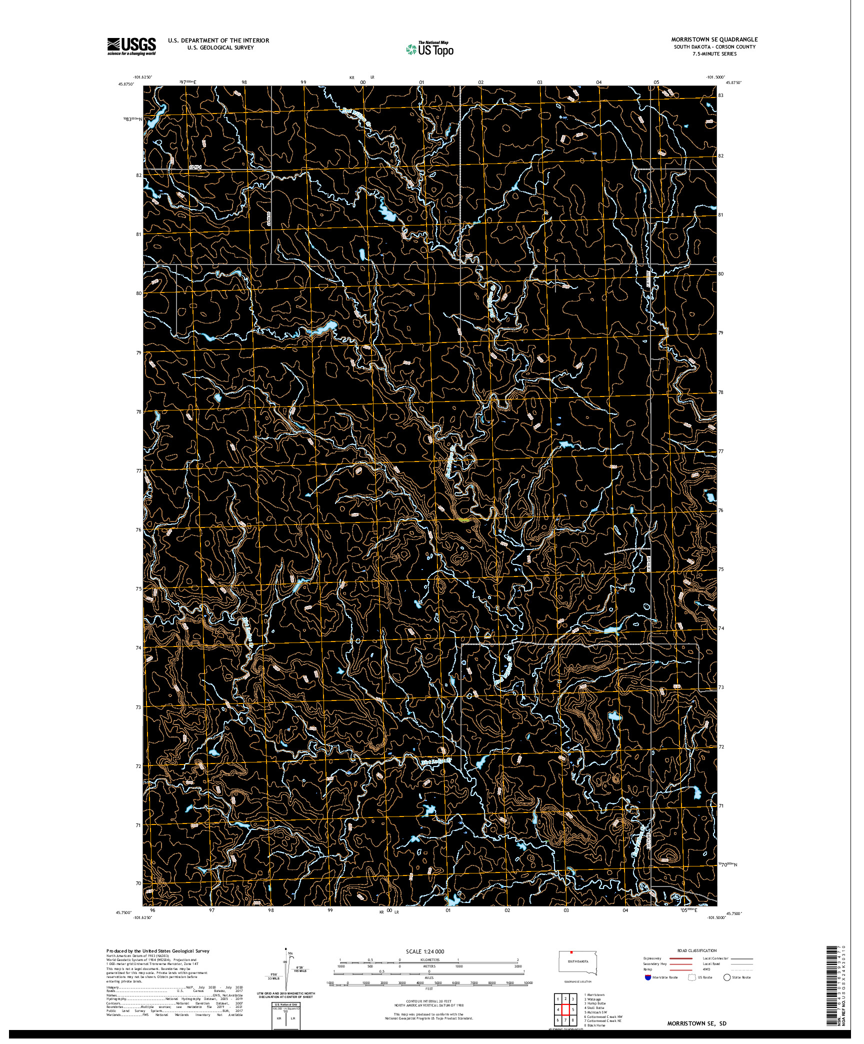 USGS US TOPO 7.5-MINUTE MAP FOR MORRISTOWN SE, SD 2021