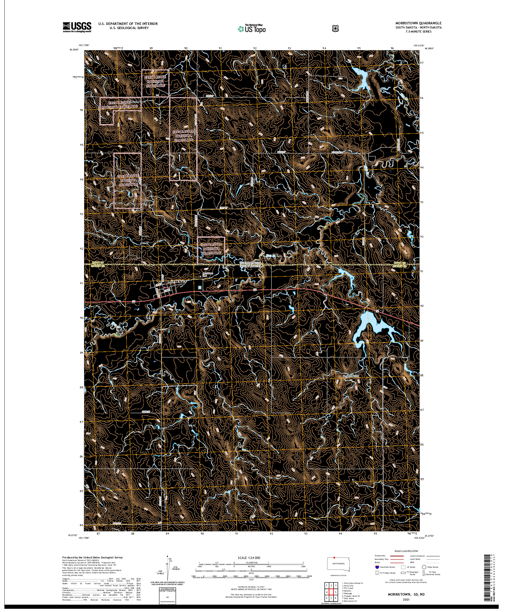 USGS US TOPO 7.5-MINUTE MAP FOR MORRISTOWN, SD,ND 2021