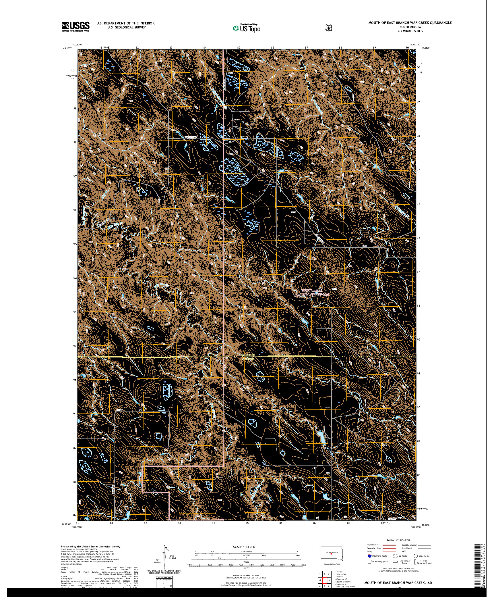 USGS US TOPO 7.5-MINUTE MAP FOR MOUTH OF EAST BRANCH WAR CREEK, SD 2021