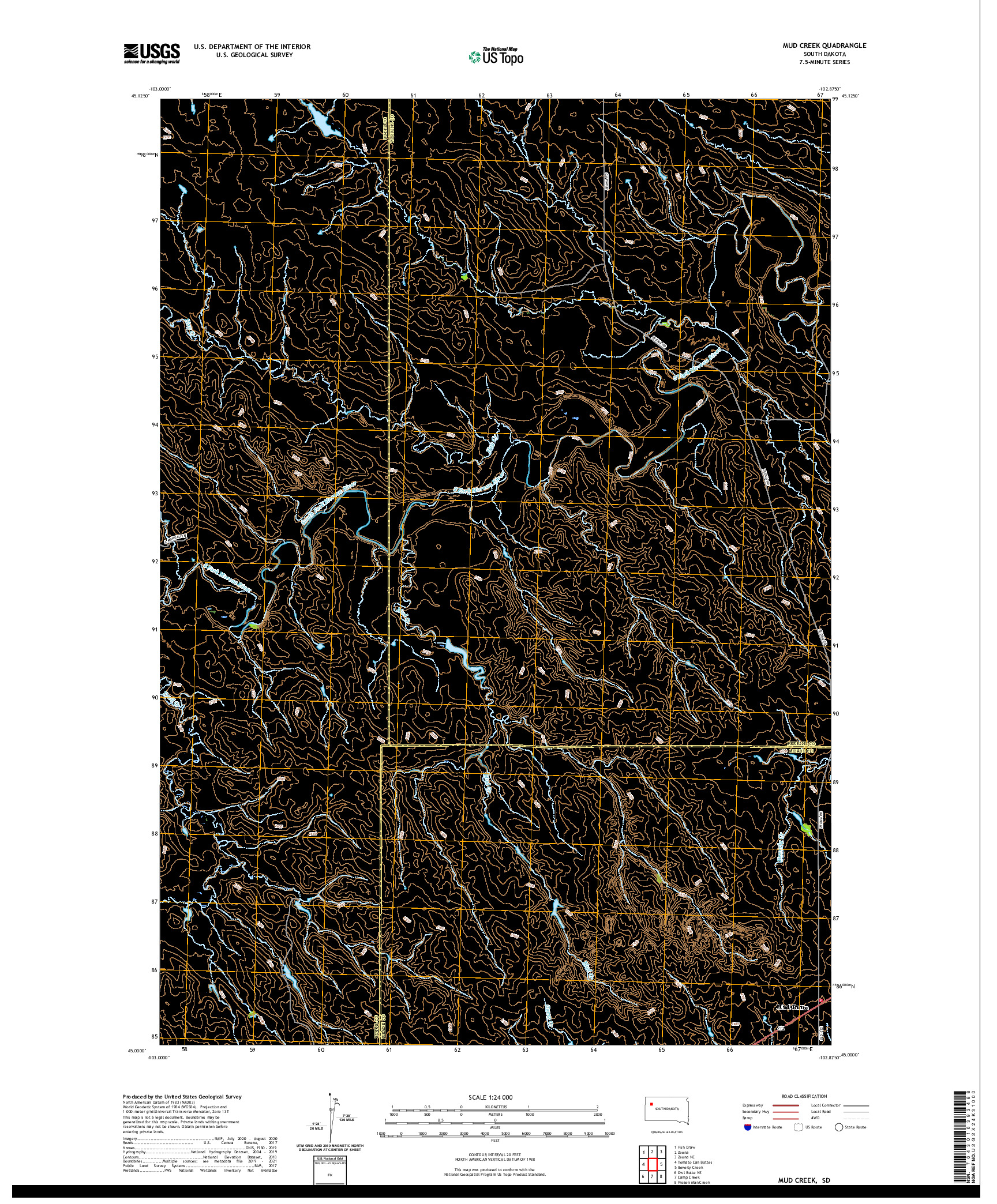 USGS US TOPO 7.5-MINUTE MAP FOR MUD CREEK, SD 2021