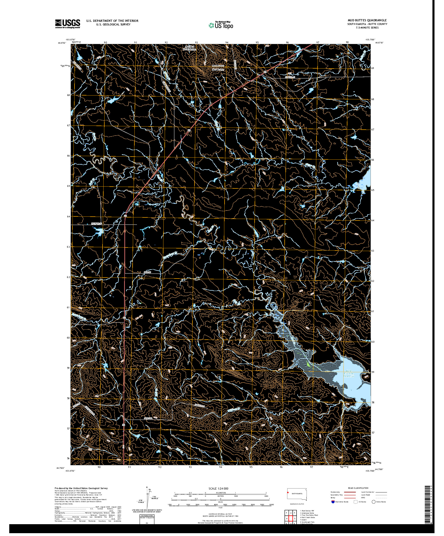 USGS US TOPO 7.5-MINUTE MAP FOR MUD BUTTES, SD 2021