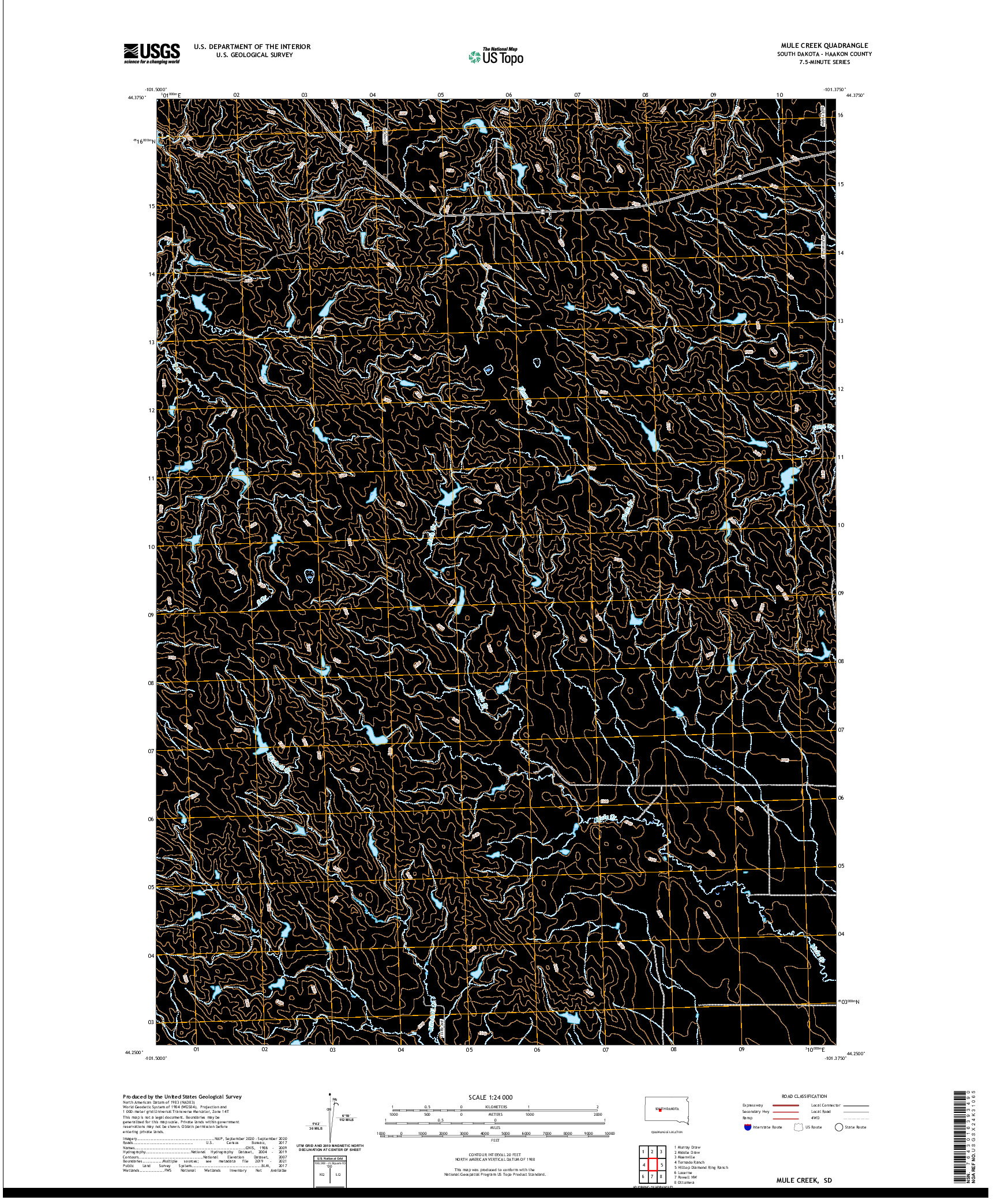 USGS US TOPO 7.5-MINUTE MAP FOR MULE CREEK, SD 2021