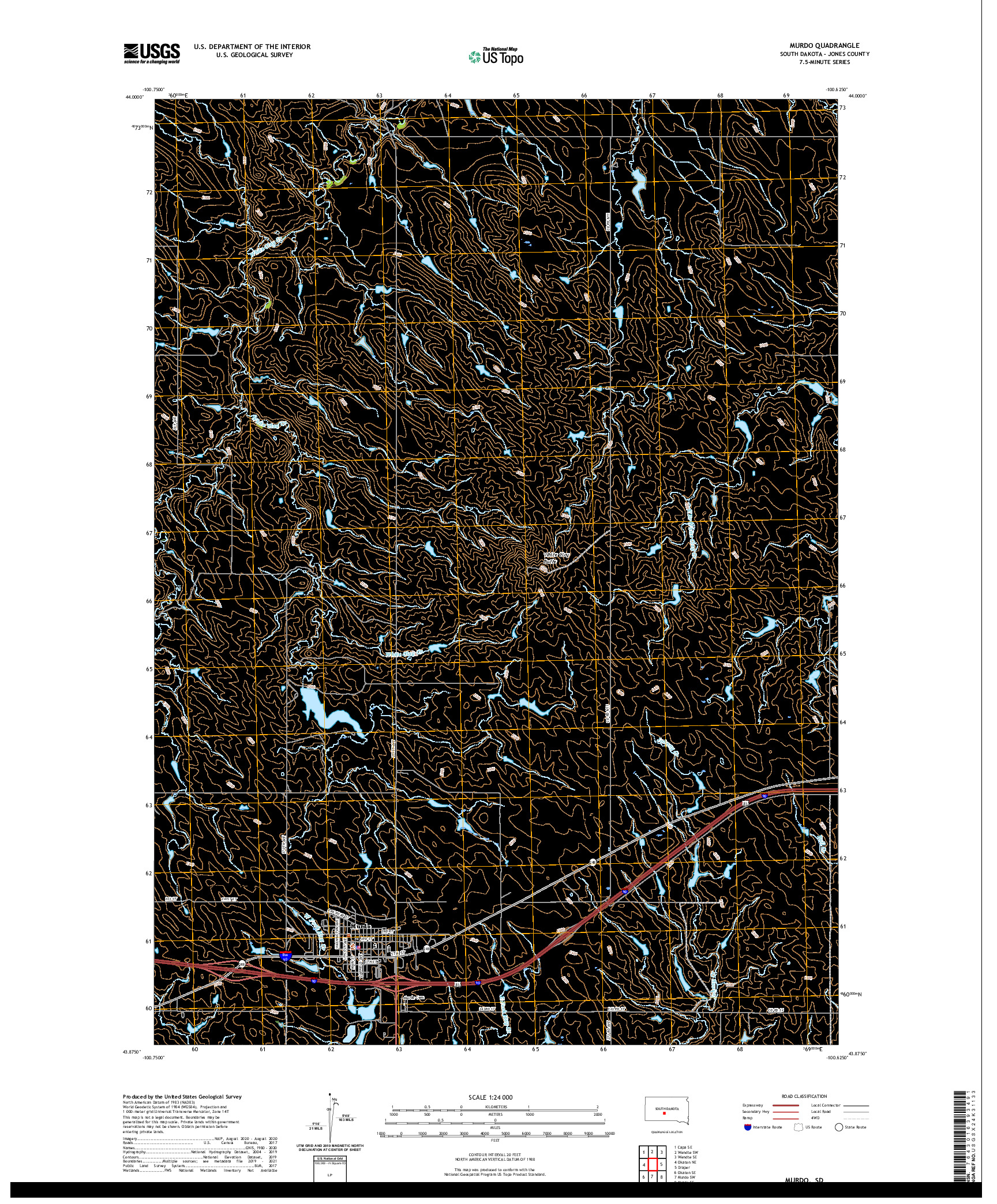 USGS US TOPO 7.5-MINUTE MAP FOR MURDO, SD 2021