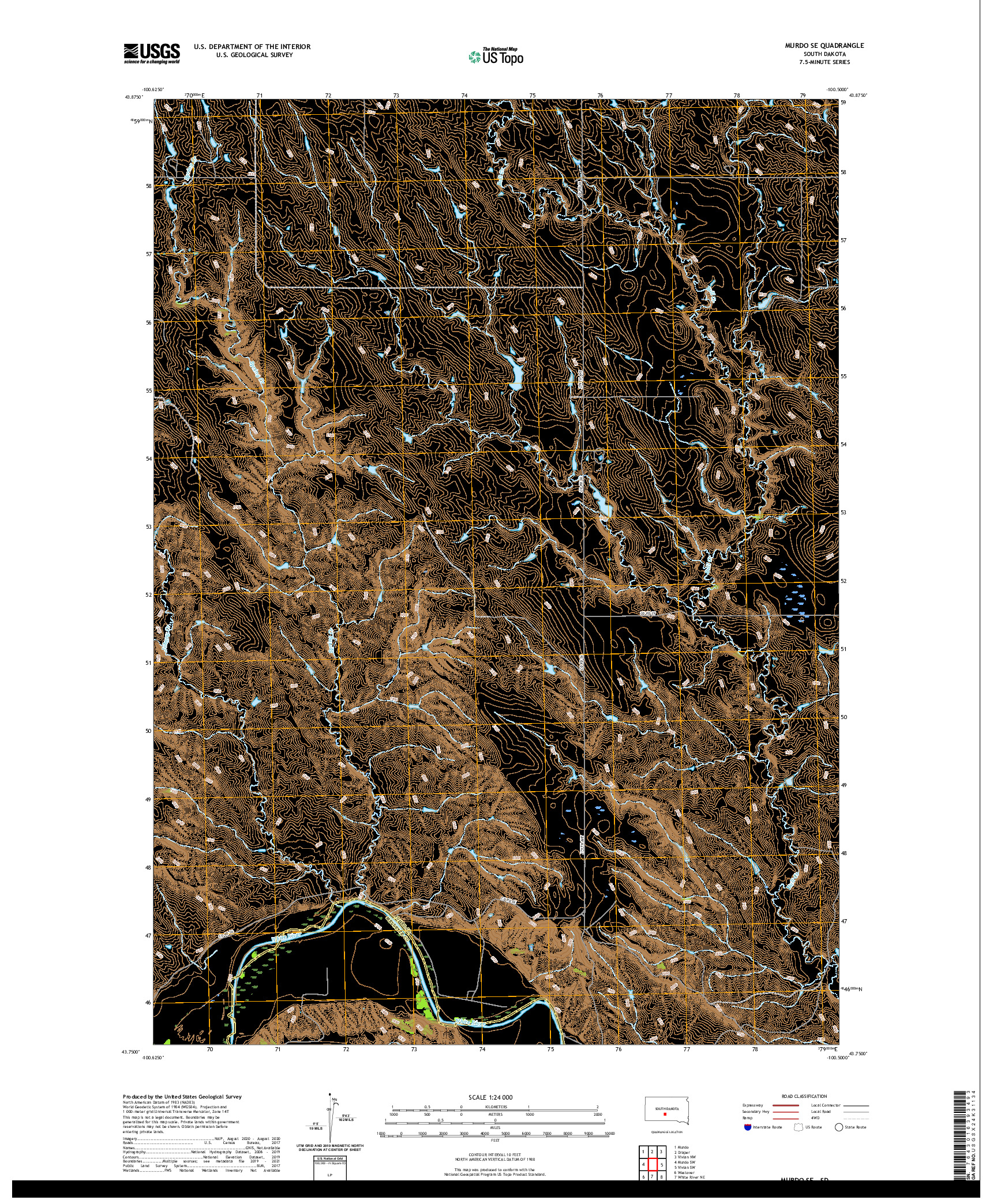 USGS US TOPO 7.5-MINUTE MAP FOR MURDO SE, SD 2021