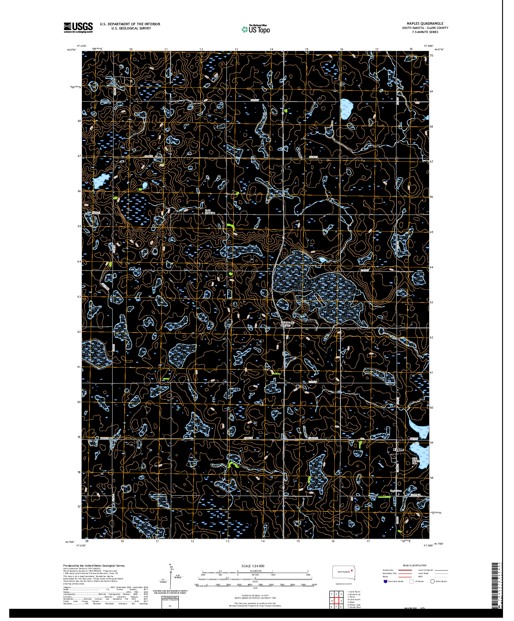 USGS US TOPO 7.5-MINUTE MAP FOR NAPLES, SD 2021