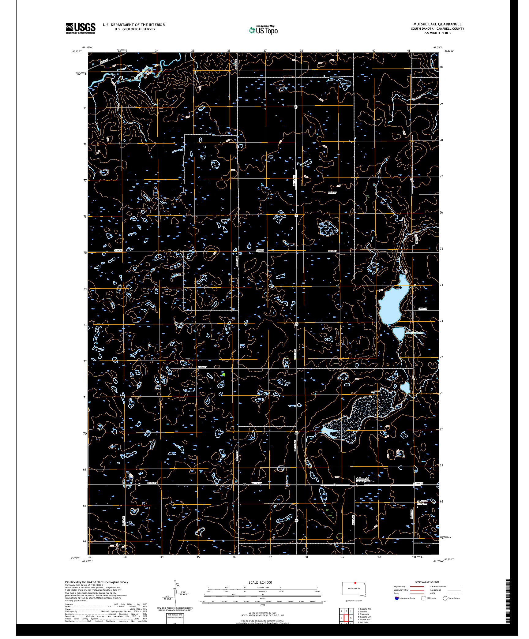USGS US TOPO 7.5-MINUTE MAP FOR MUTSKE LAKE, SD 2021