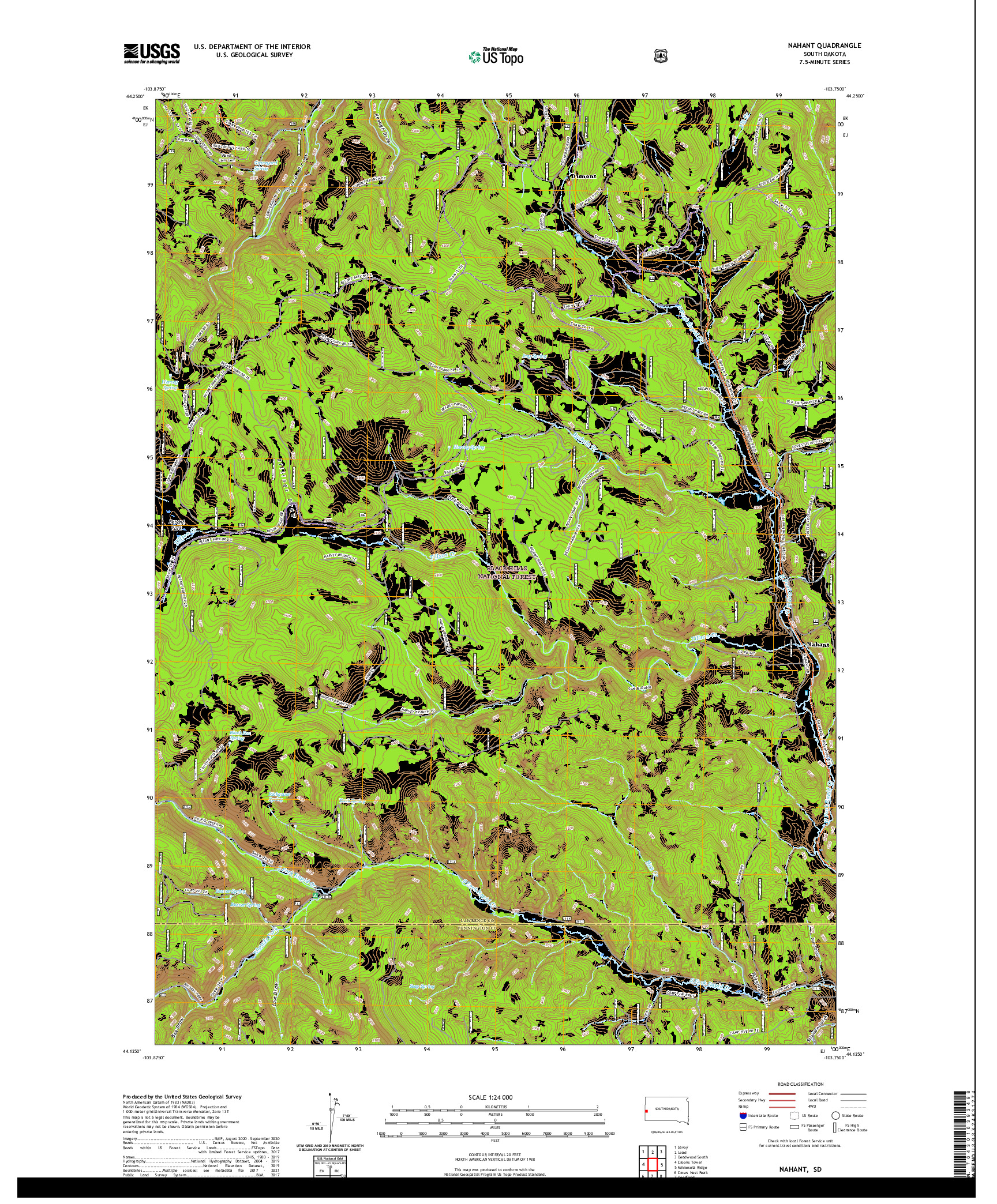 USGS US TOPO 7.5-MINUTE MAP FOR NAHANT, SD 2021