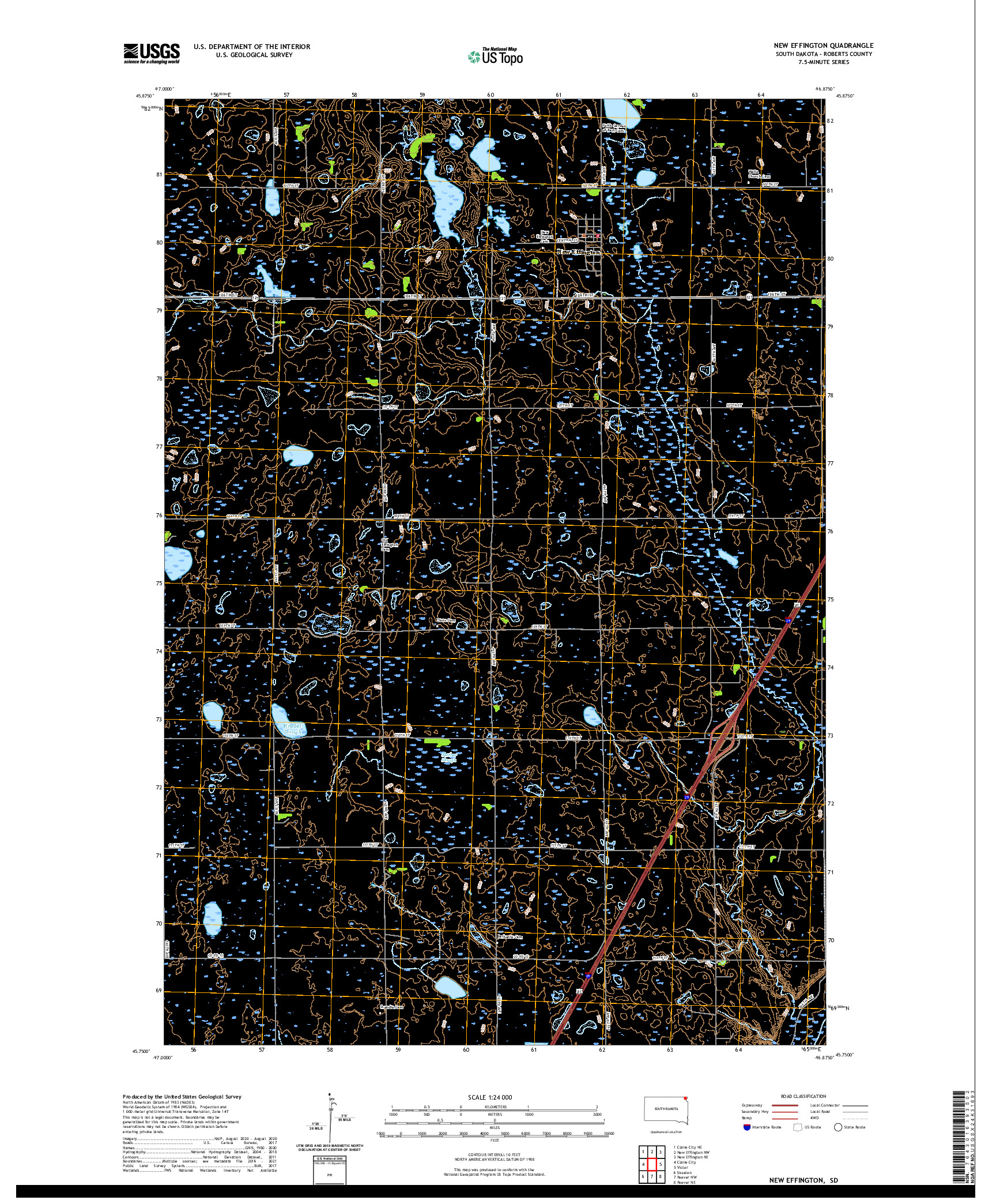 USGS US TOPO 7.5-MINUTE MAP FOR NEW EFFINGTON, SD 2021