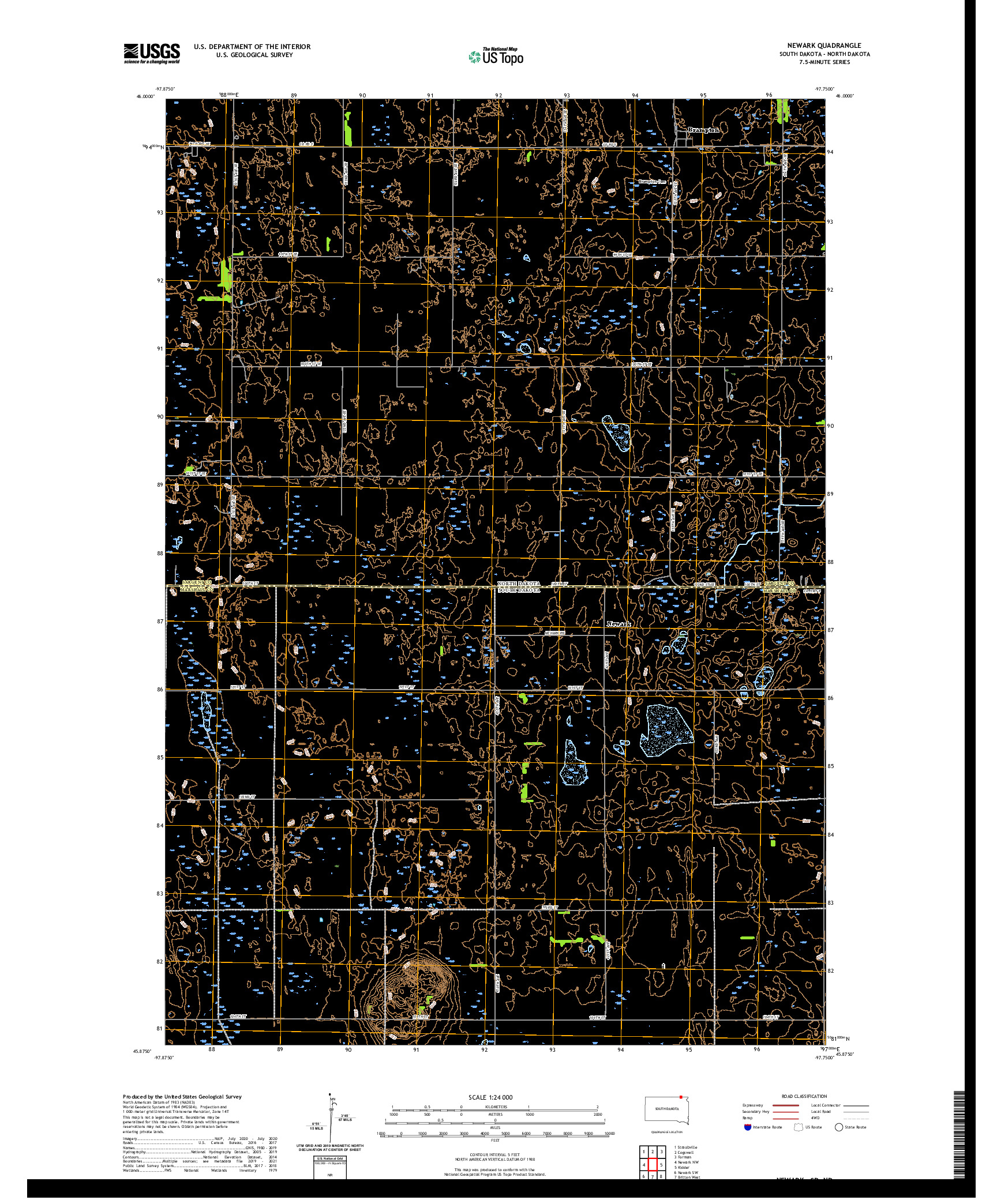 USGS US TOPO 7.5-MINUTE MAP FOR NEWARK, SD,ND 2021