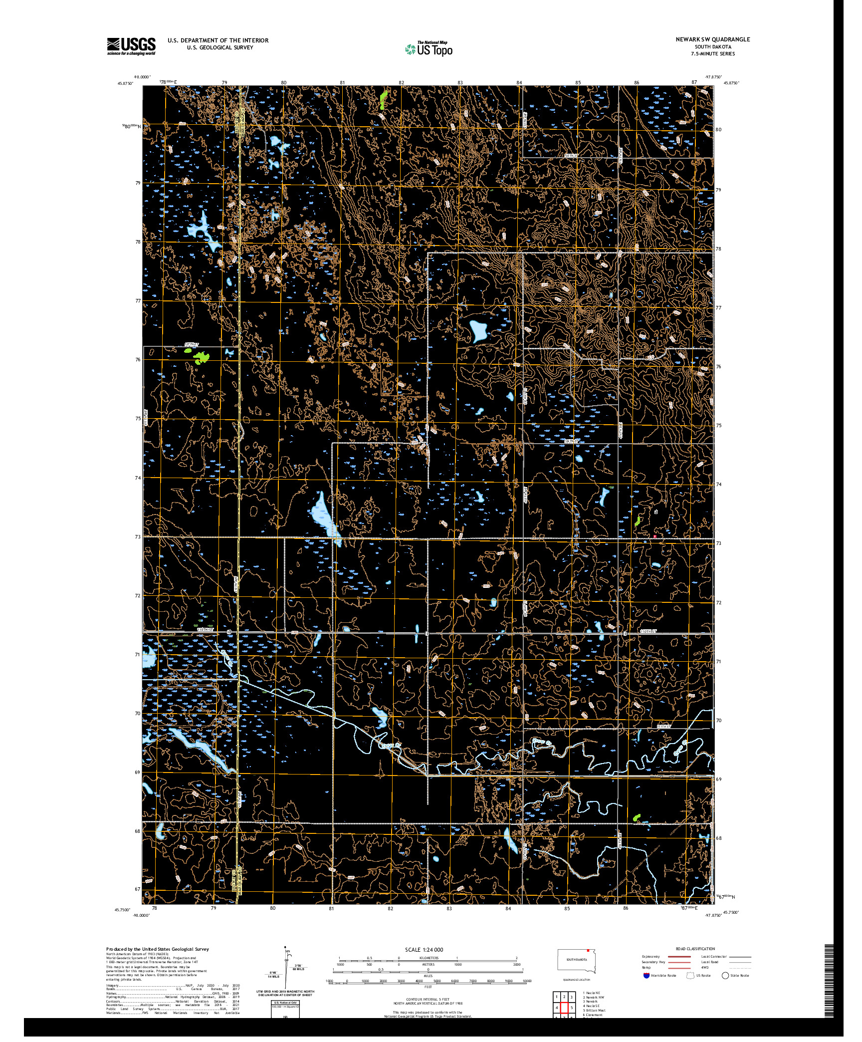 USGS US TOPO 7.5-MINUTE MAP FOR NEWARK SW, SD 2021