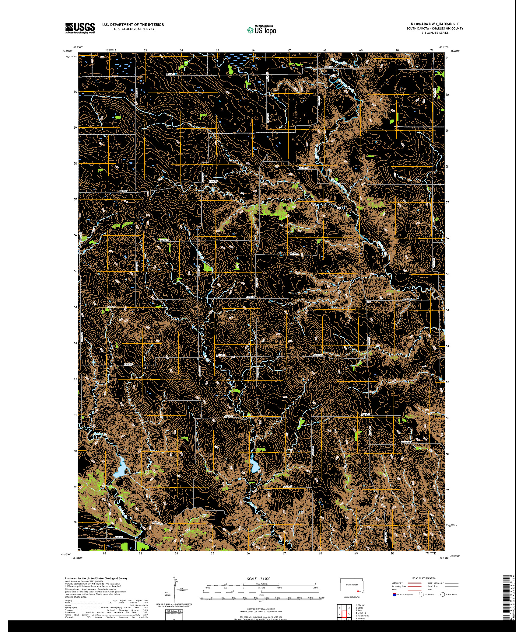 USGS US TOPO 7.5-MINUTE MAP FOR NIOBRARA NW, SD 2021