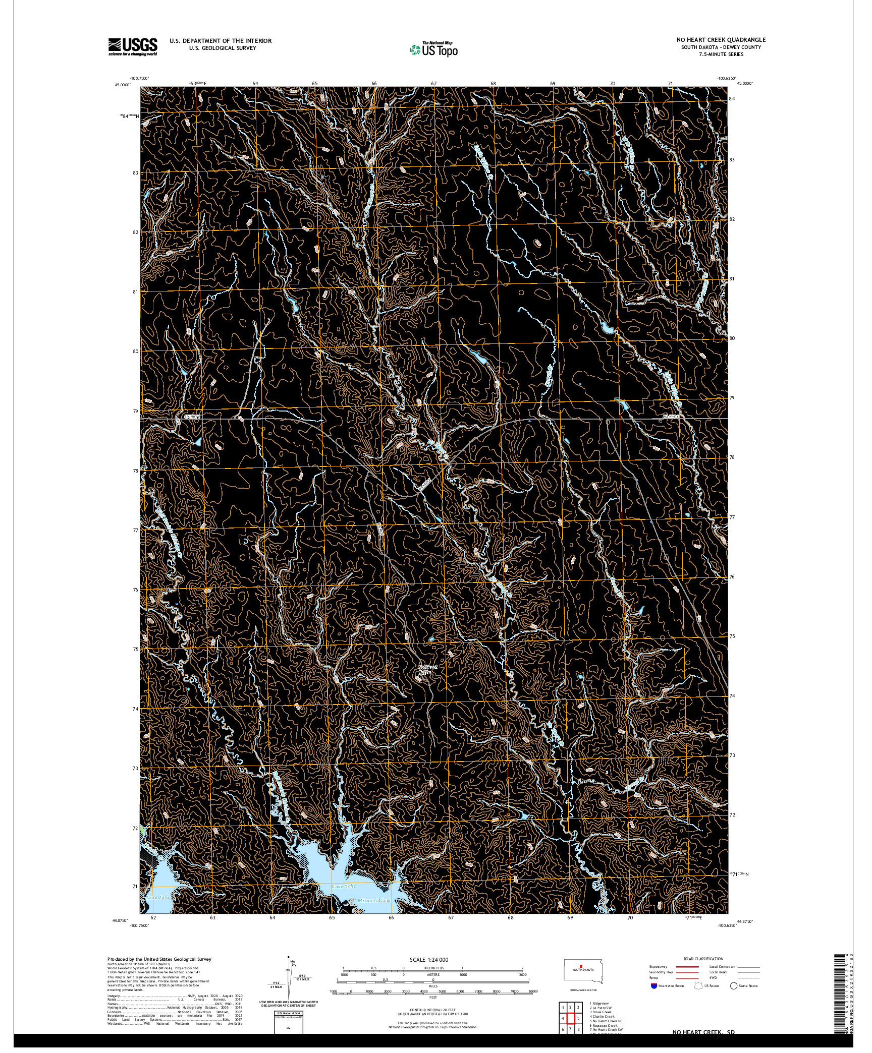 USGS US TOPO 7.5-MINUTE MAP FOR NO HEART CREEK, SD 2021