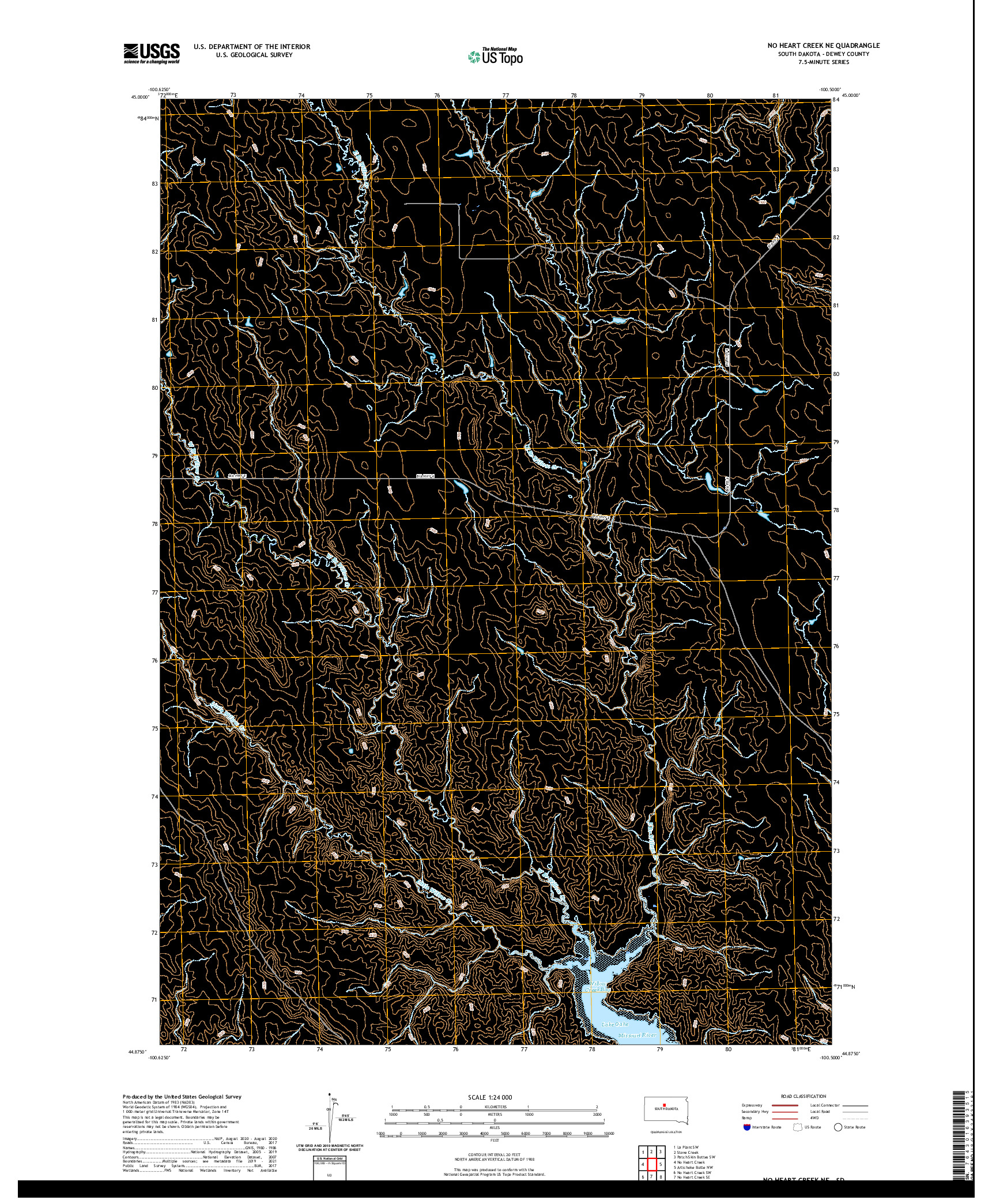 USGS US TOPO 7.5-MINUTE MAP FOR NO HEART CREEK NE, SD 2021