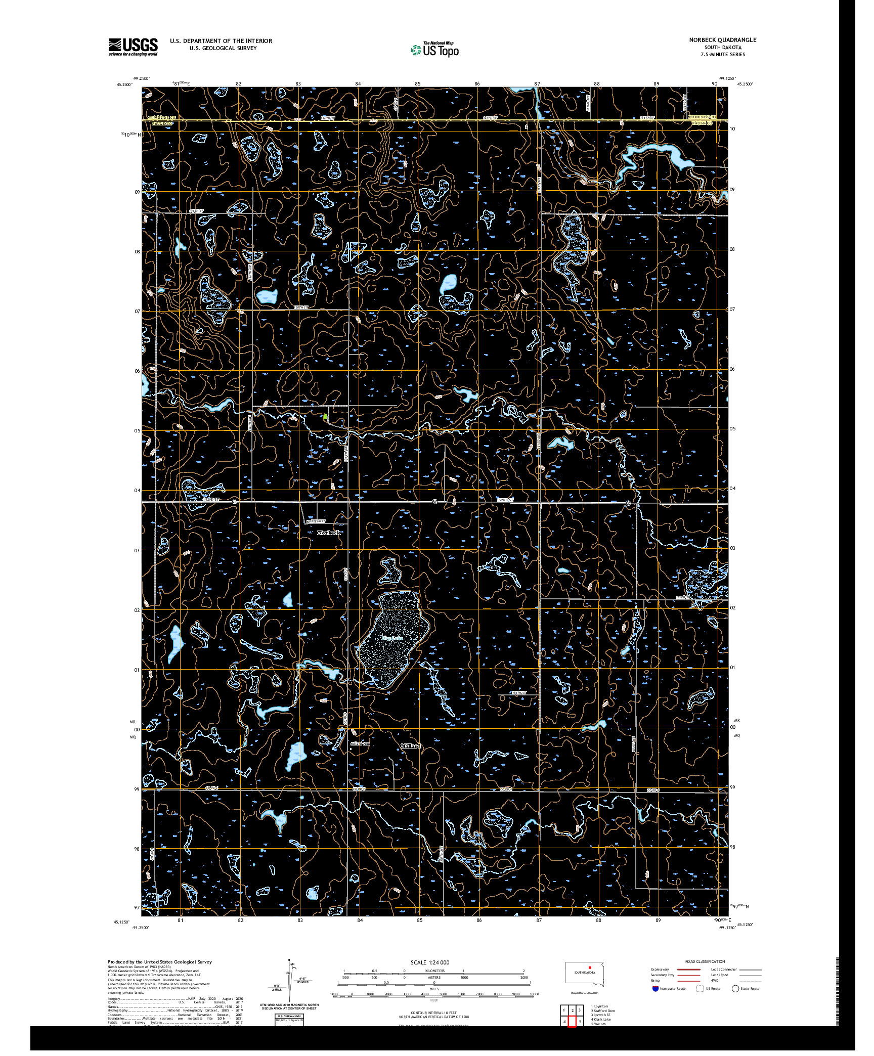 USGS US TOPO 7.5-MINUTE MAP FOR NORBECK, SD 2021