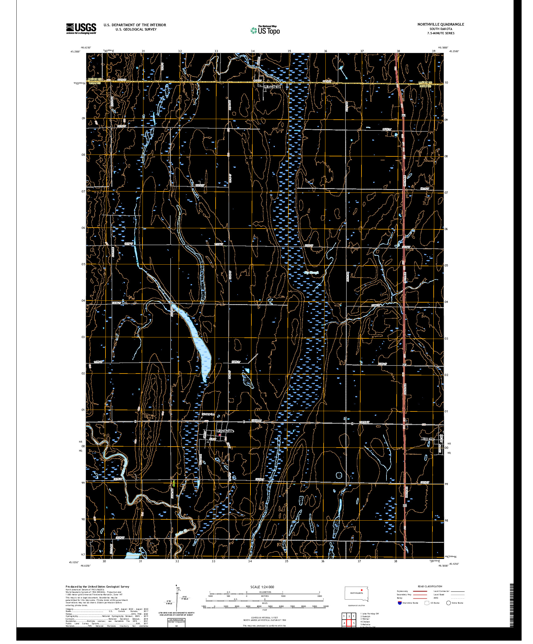 USGS US TOPO 7.5-MINUTE MAP FOR NORTHVILLE, SD 2021
