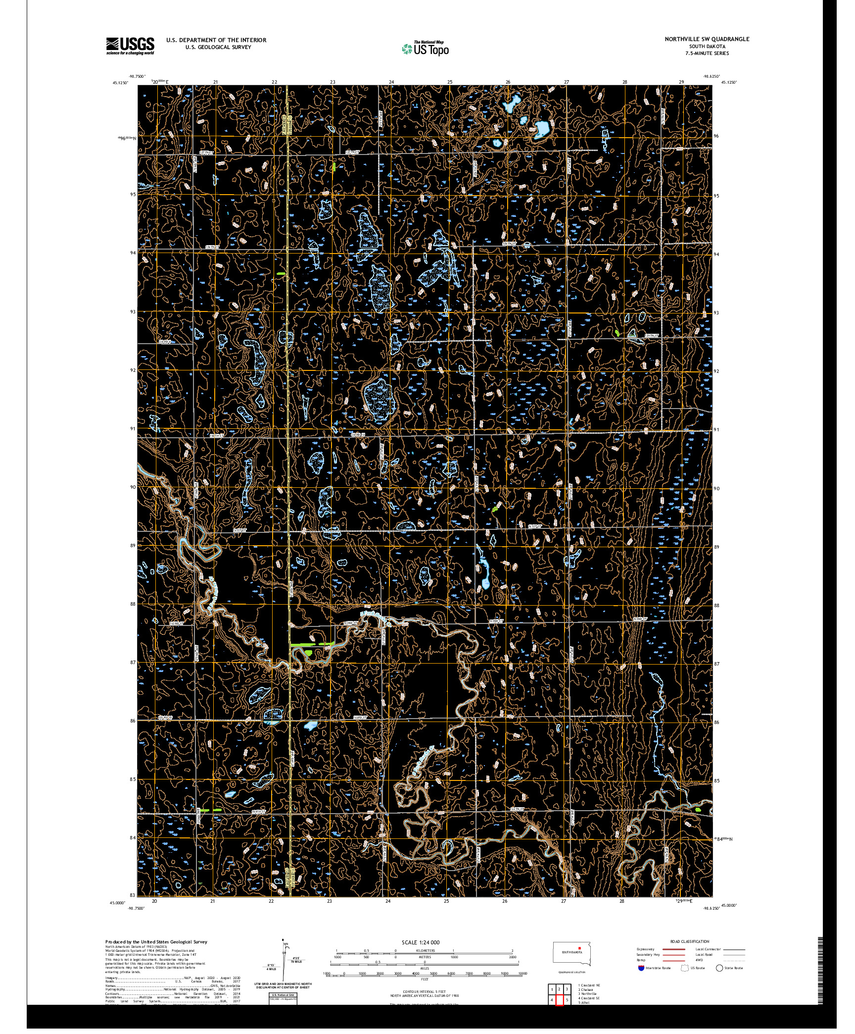 USGS US TOPO 7.5-MINUTE MAP FOR NORTHVILLE SW, SD 2021